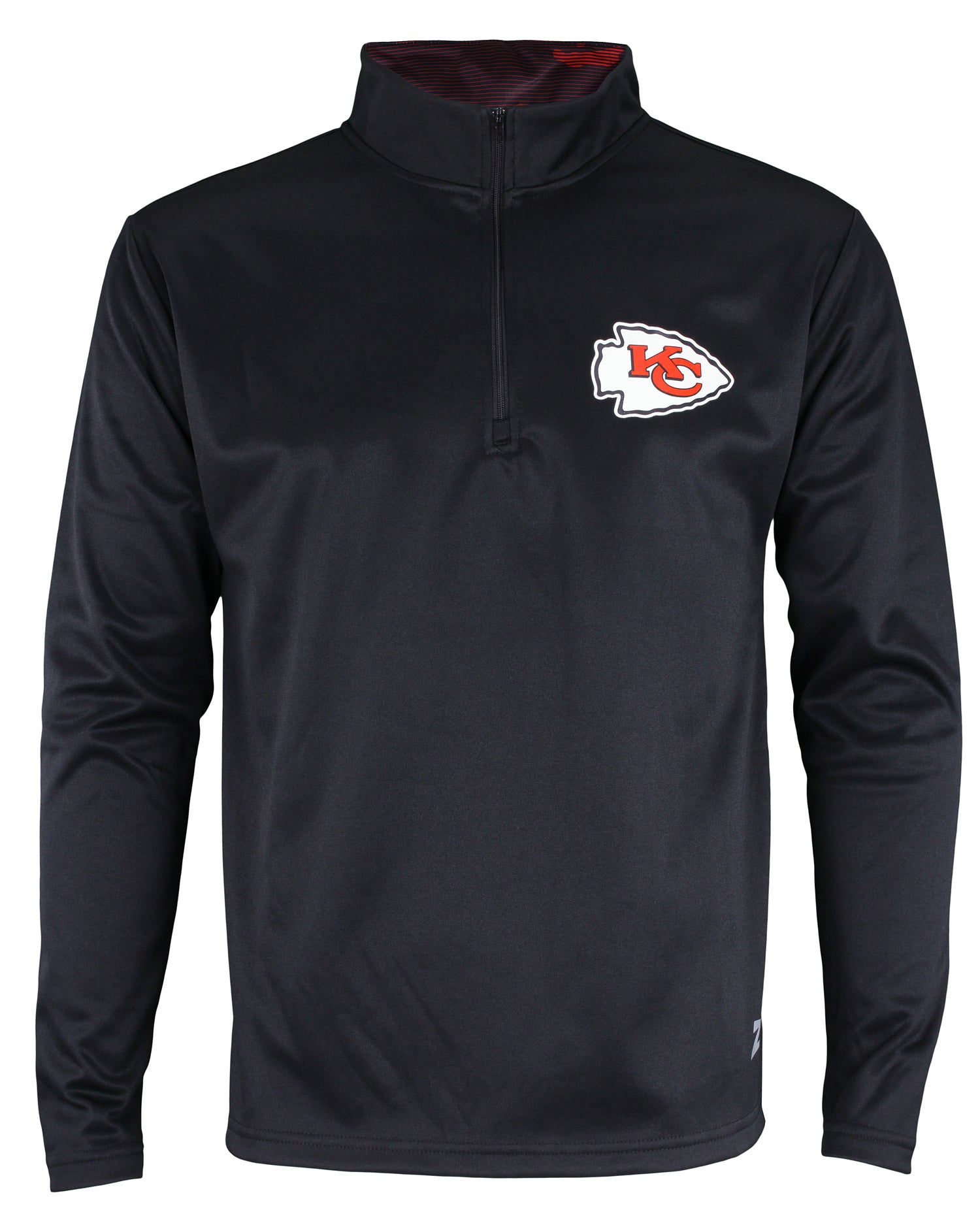Zubaz NFL Men's Kansas City Chiefs Camo Lines Collar 1/4 Zip Fleece Top, Black