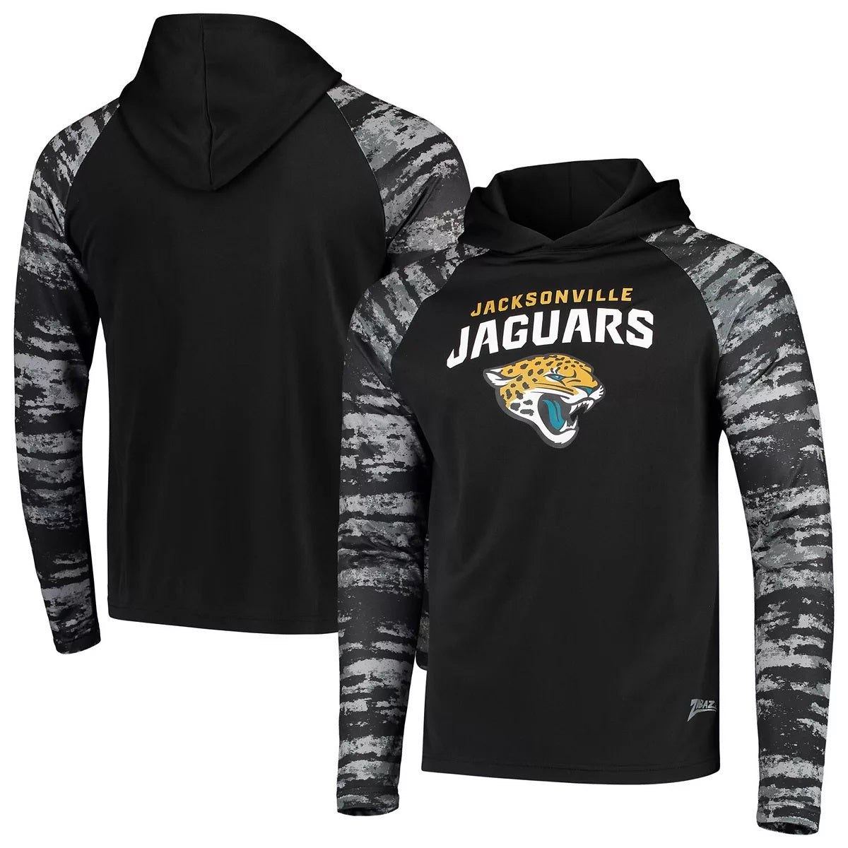 Zubaz NFL Men's Jacksonville Jaguars Oxide Raglan French Terry Pullover Hoodie