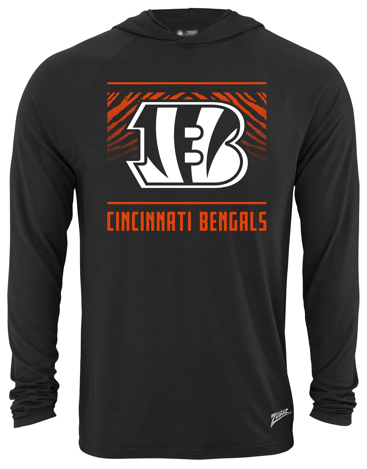 Zubaz NFL Men's Light Weight Team Color Hoodie, Alternate Tunnel Logo, Cincinnati Bengals - Official NFL Bengals Zubaz Appare