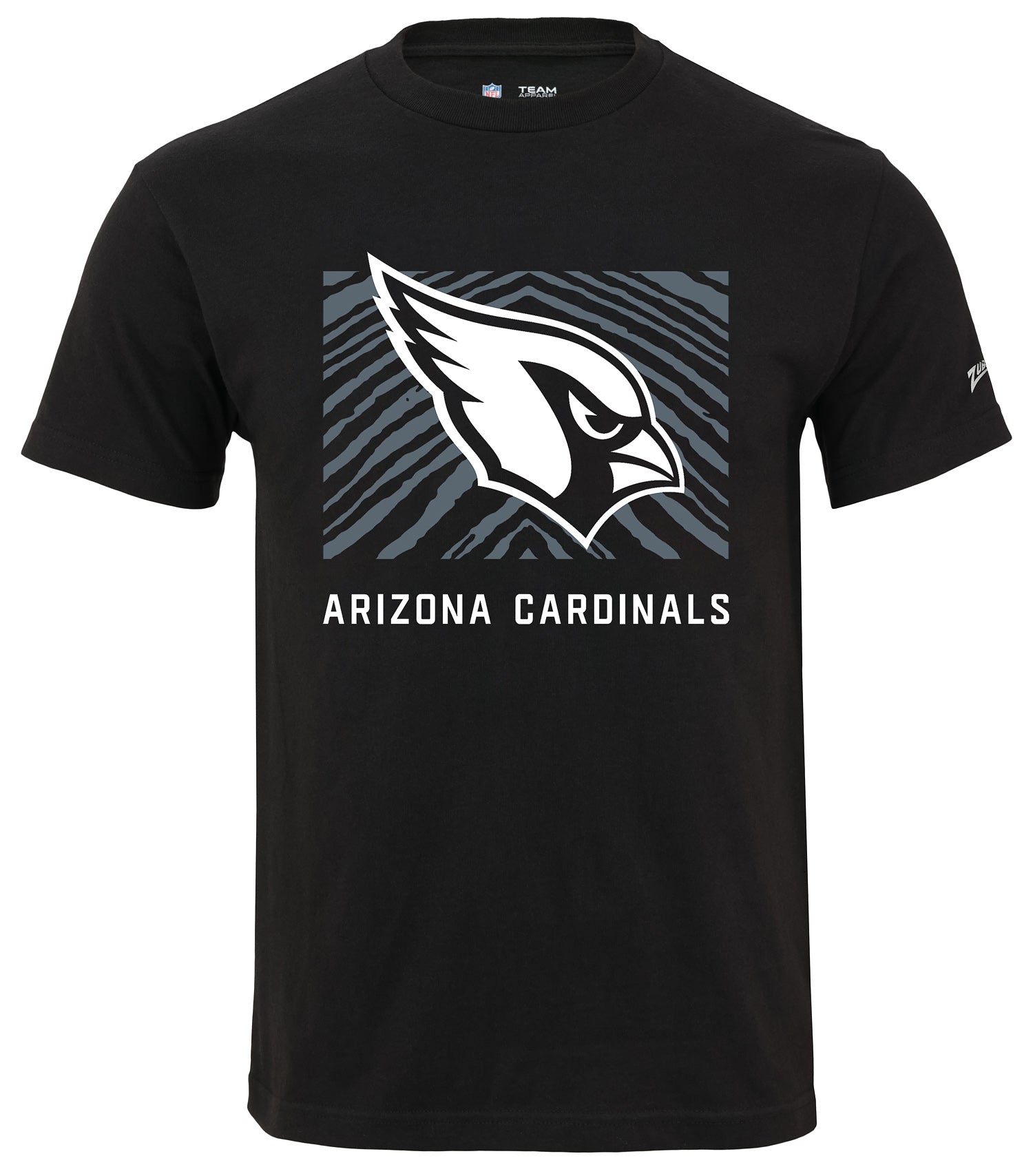 Zubaz NFL Unisex Cotton Heavyweight Short Sleeve T-shirt Black With Grey Tonal Zebra Square Logo for Men and Women, Arizona C