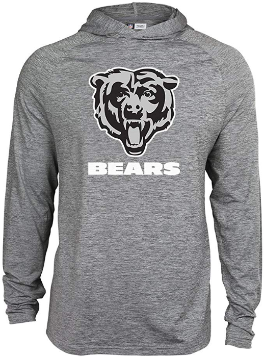 Zubaz NFL Football Men's Chicago Bears Tonal Gray Lightweight Hoodie