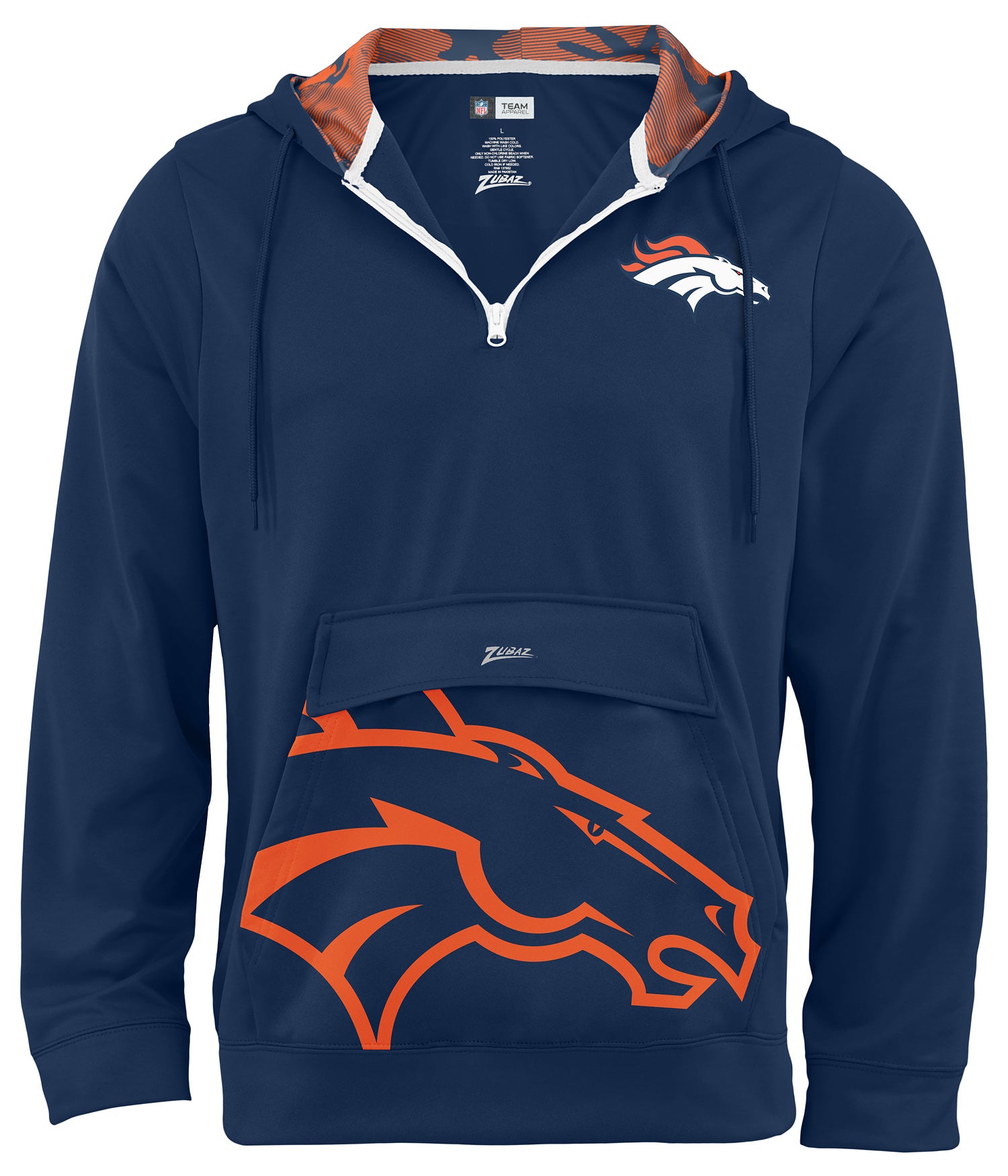 Zubaz NFL Men's 1/4 Zip Big Pocket Team Logo Hoodie Denver Broncos - Official NFL Broncos Zubaz Apparel (1 of 2)