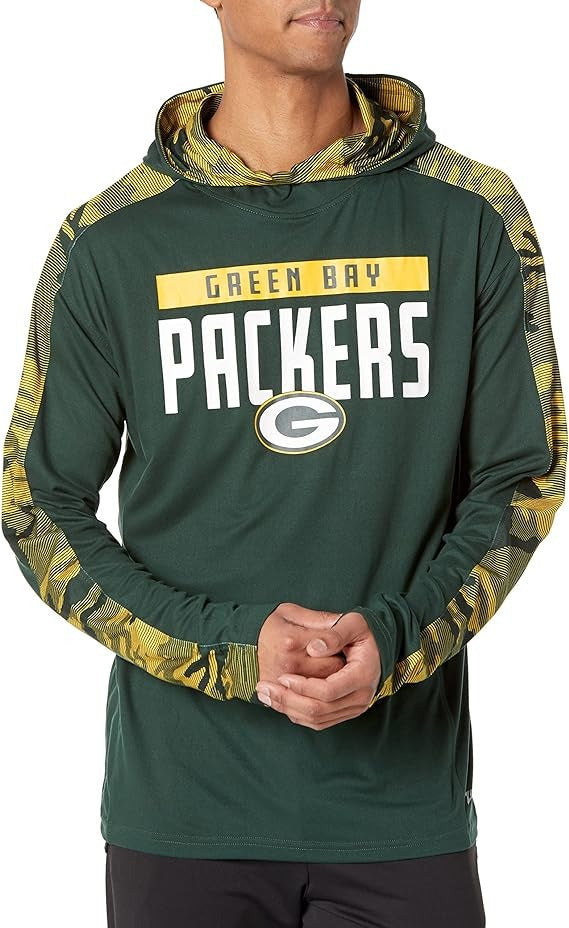 Zubaz NFL Men s Green Bay Packers Lightweight Elevated Hoodie with Cam