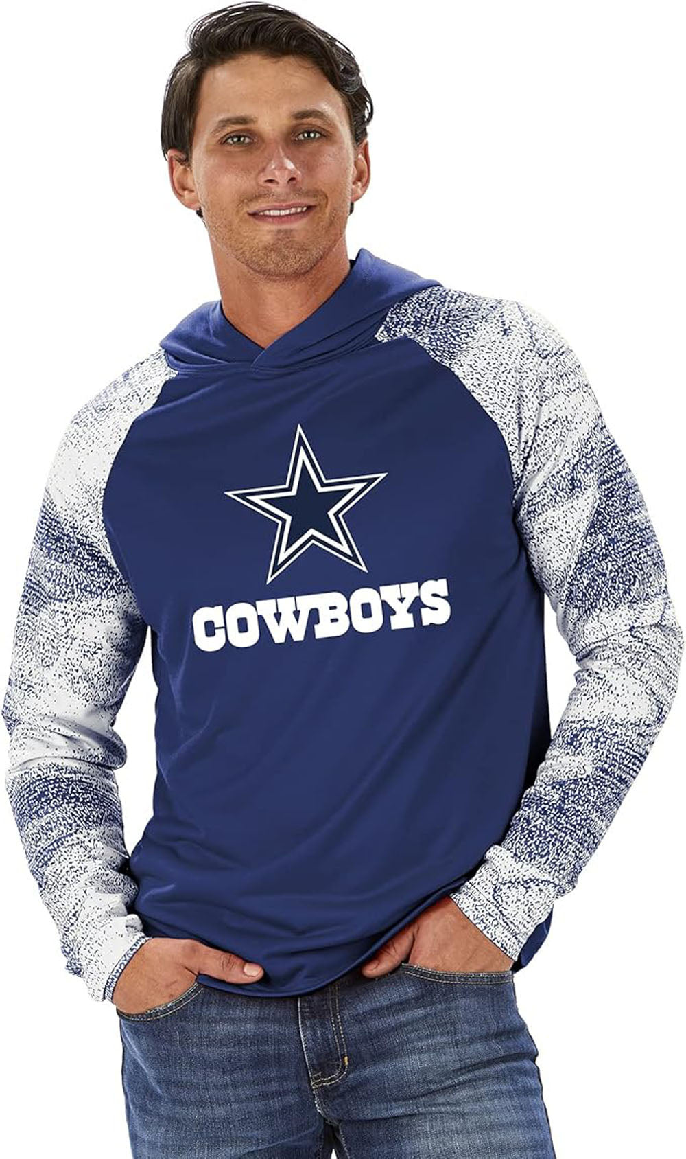 Zubaz NFL Men's Dallas Cowboys Lightweight Hoodie With Static Sleeves - Official NFL Cowboys Zubaz Apparel (1 of 2)