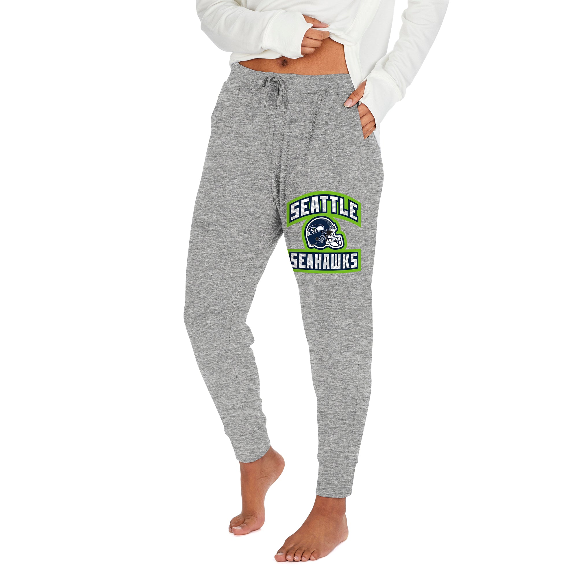 Zubaz NFL SEATTLE SEAHAWKS WOMENS MARLED GRAY SOFT JOGGER LG