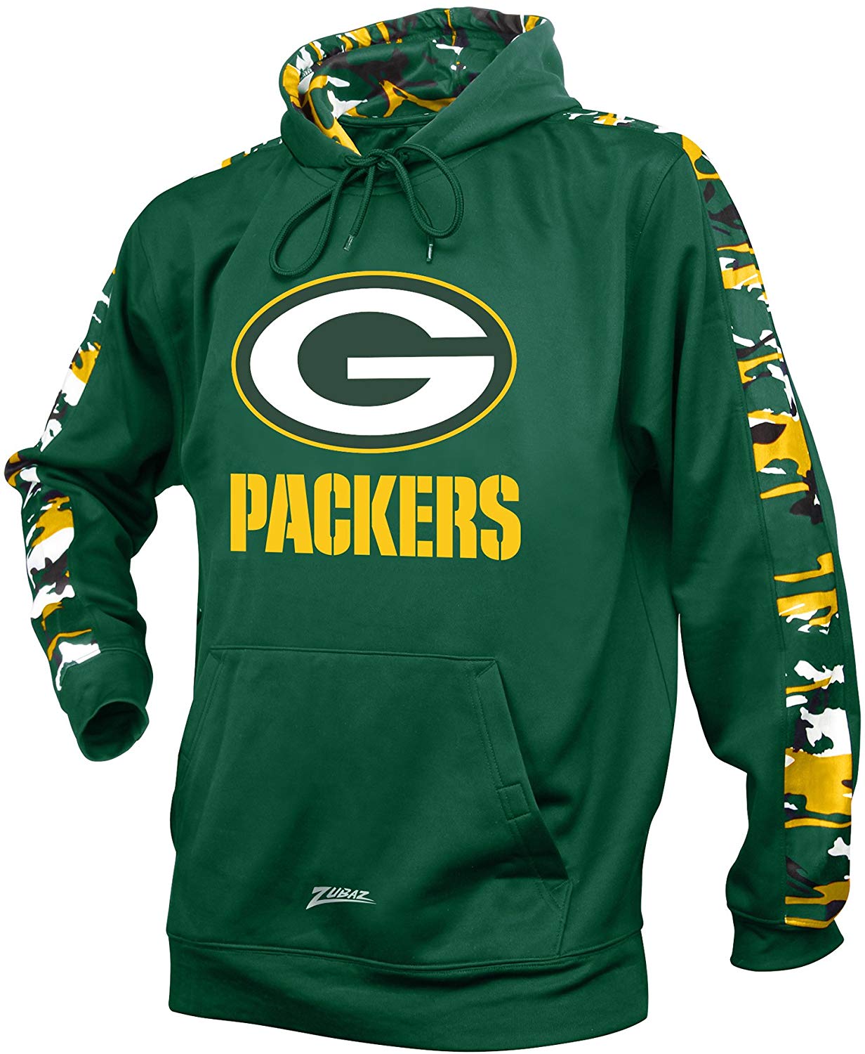 Zubaz NFL Men's Green Bay Packers Pullover Hoodie with Camo Print