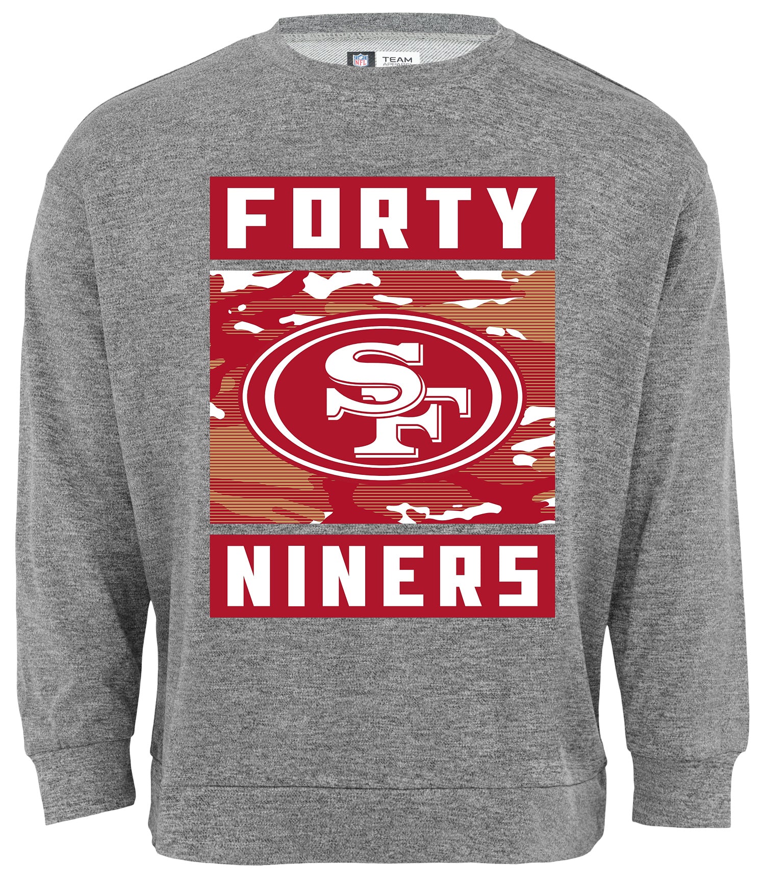 Zubaz NFL Men's San Francisco 49ers Heather Grey Camo Team Crewneck Sweatshirt - Official NFL 49ers Zubaz Apparel