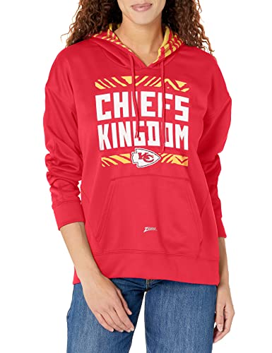 Zubaz NFL Women's Kansas City Chiefs Solid Team Color Hoodie with Zebra Details