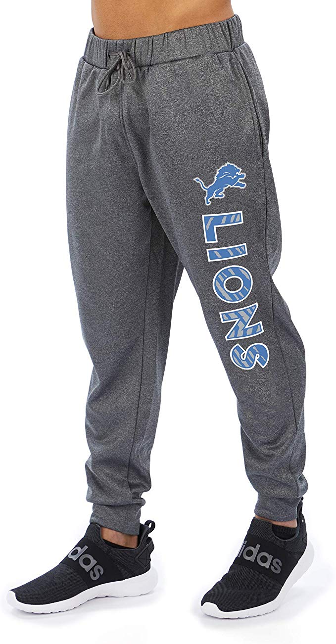 Zubaz NFL Football Men’s Detroit Lions Gameday Zebra Wordmark Poly Fleece Jogger Pant
