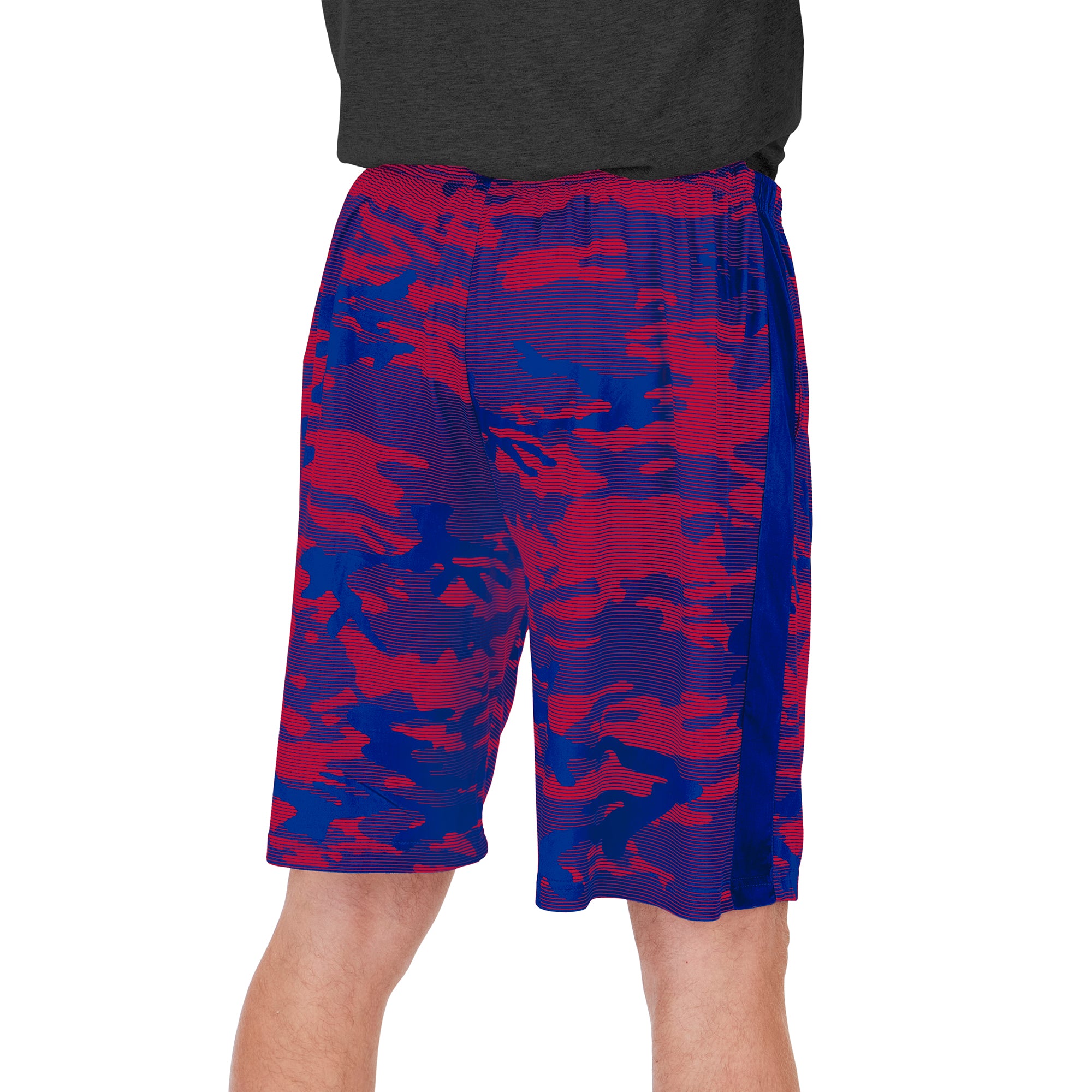 Zubaz Men's NFL Buffalo Bills Lightweight Camo Lines Shorts with Logo