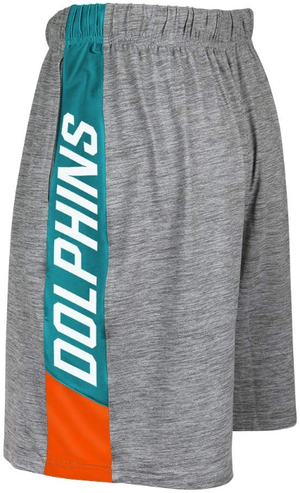 Zubaz NFL Football Men's Miami Dolphins Tonal Gray Space Dye W/Solid Stripe Shorts