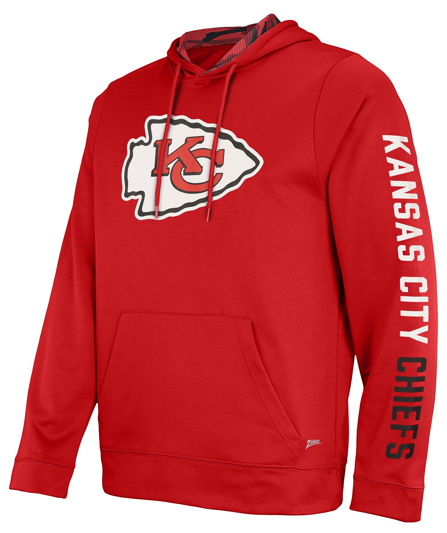 Zubaz NFL Men's Kansas City Chiefs Solid Team Hoodie with Camo Lined Hood