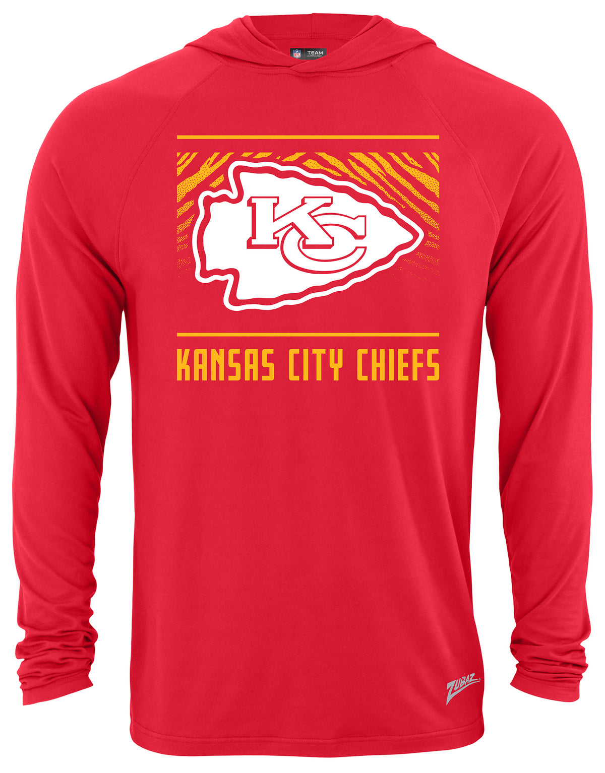 Zubaz NFL Men's Light Weight Team Color Hoodie, Alternate Tunnel Logo, Kansas City Chiefs - Official NFL Chiefs Zubaz Apparel