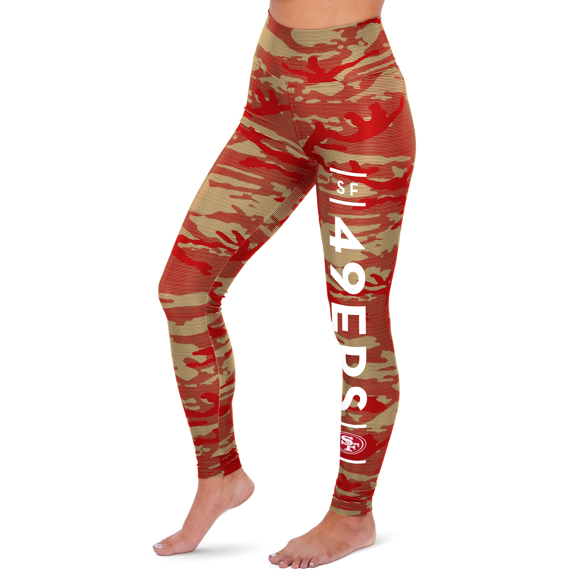 Zubaz NFL San Francisco 49ers Women's Camo and Lines Legging in Team Colors