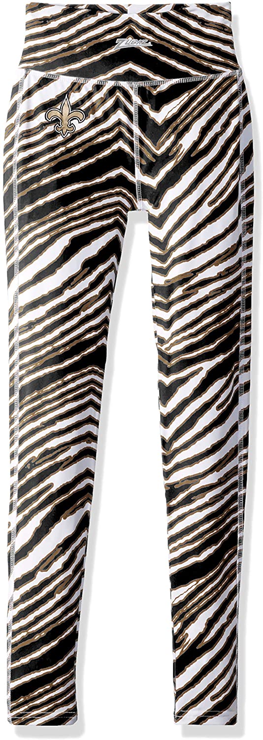 Zubaz New Orleans Saints NFL Women's Zebra Print Legging, Black/Gold - Official NFL Saints Zubaz Apparel (3 of 5)
