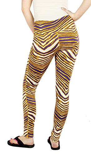 Zubaz NFL Women's Minnesota Vikings Team Color Tiger Print Leggings Pants