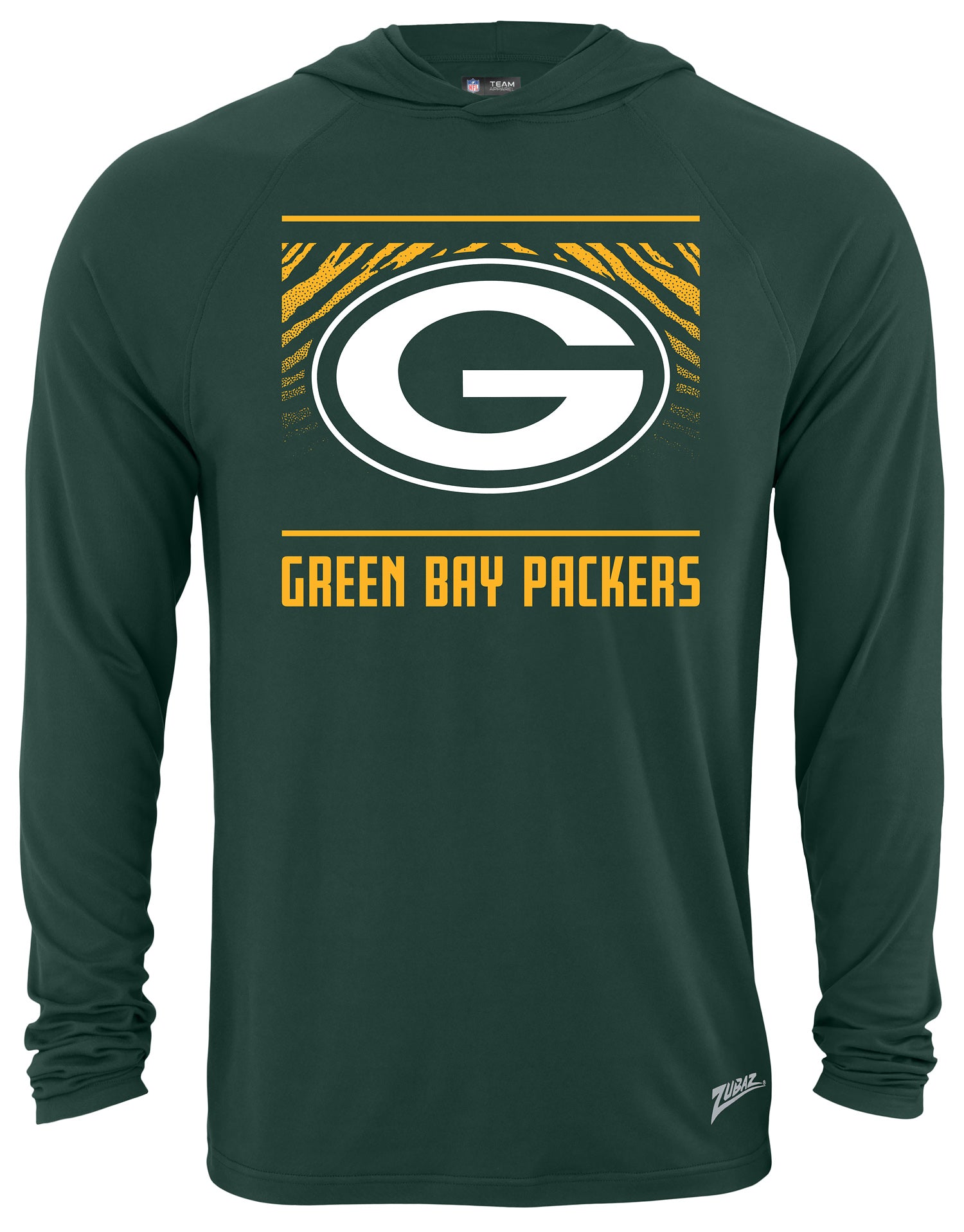 Zubaz NFL Men's Light Weight Team Color Hoodie, Alternate Tunnel Logo, Green Bay Packers - Official NFL Packers Zubaz Apparel