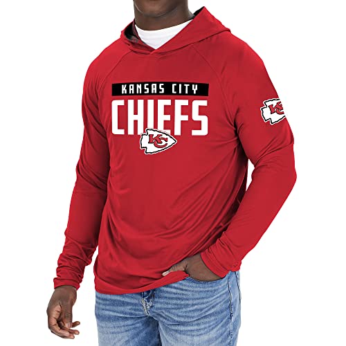 Zubaz NFL Men's Kansas City Chiefs Bills Solid Team Hoodie With Camo Lined Hood