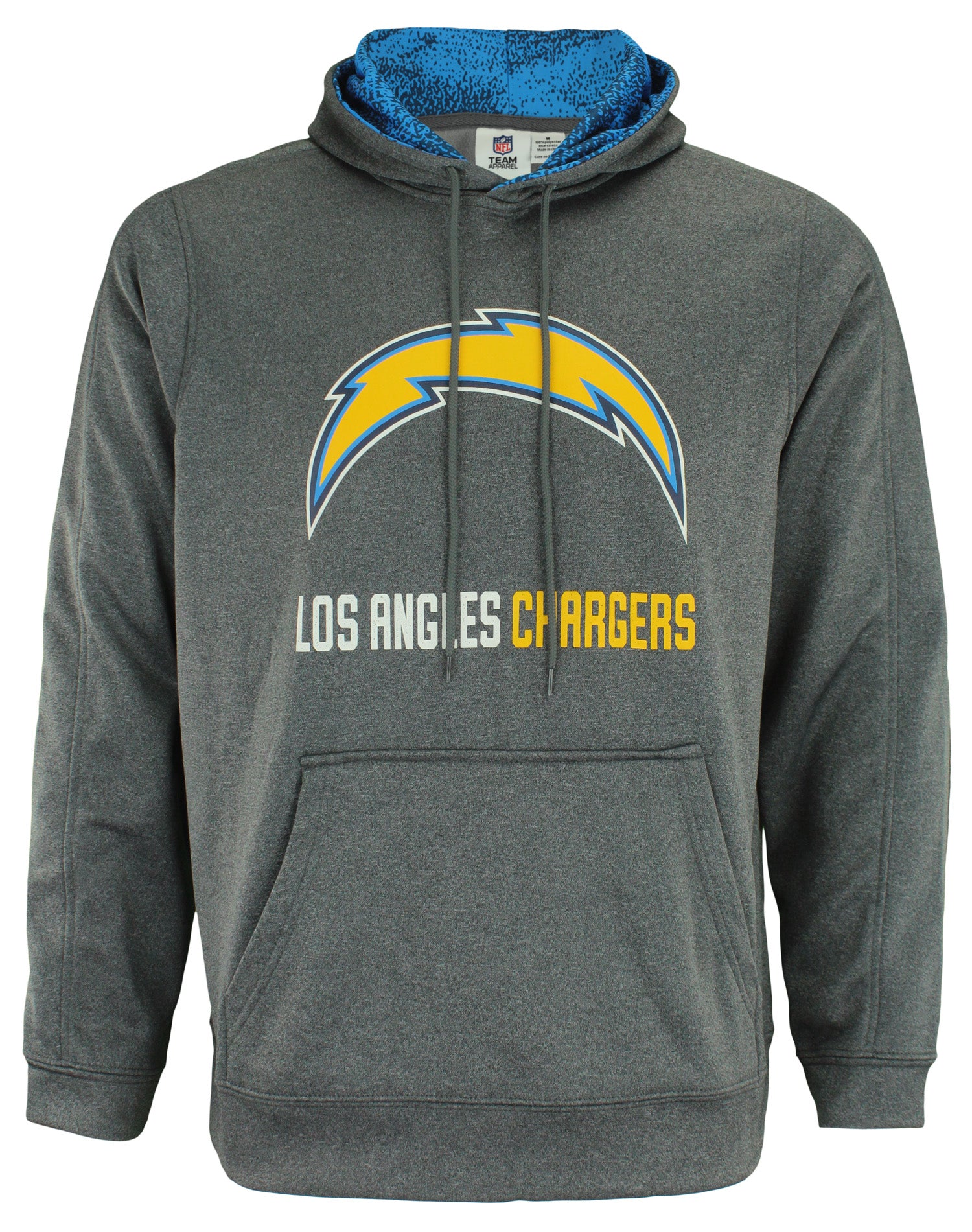 Zubaz NFL Los Angeles Chargers Men's Heather Grey Performance Fleece Hoodie Size LARGE