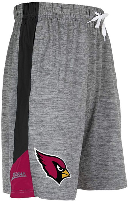 Zubaz NFL Football Men's Arizona Cardinals Tonal Gray Space Dye W/Solid Stripe Shorts