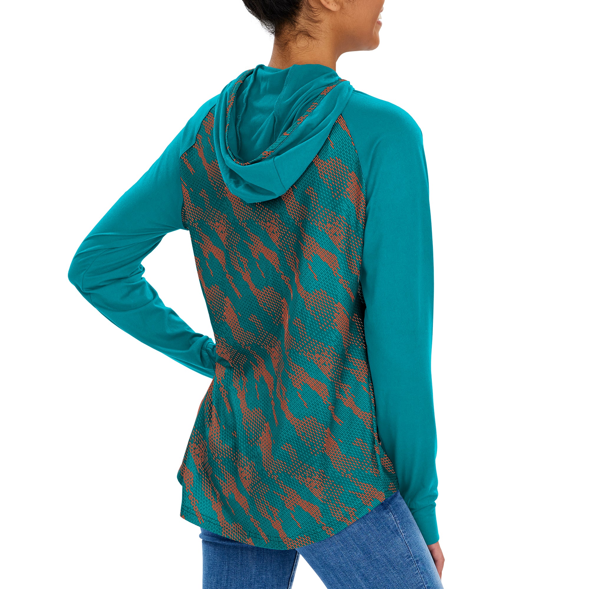 Zubaz Women's Miami Dolphins Elevated Hoodie W/ Tonal Viper Print