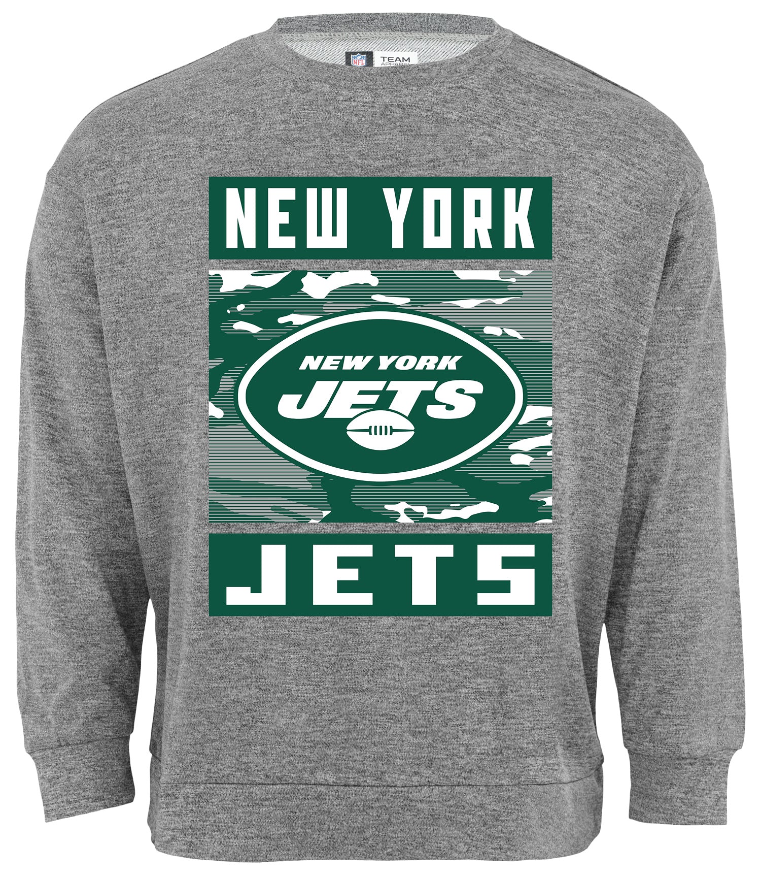 Zubaz NFL Men's New York Jets Heather Grey Camo Team Crewneck Sweatshirt - Official NFL Jets Zubaz Apparel