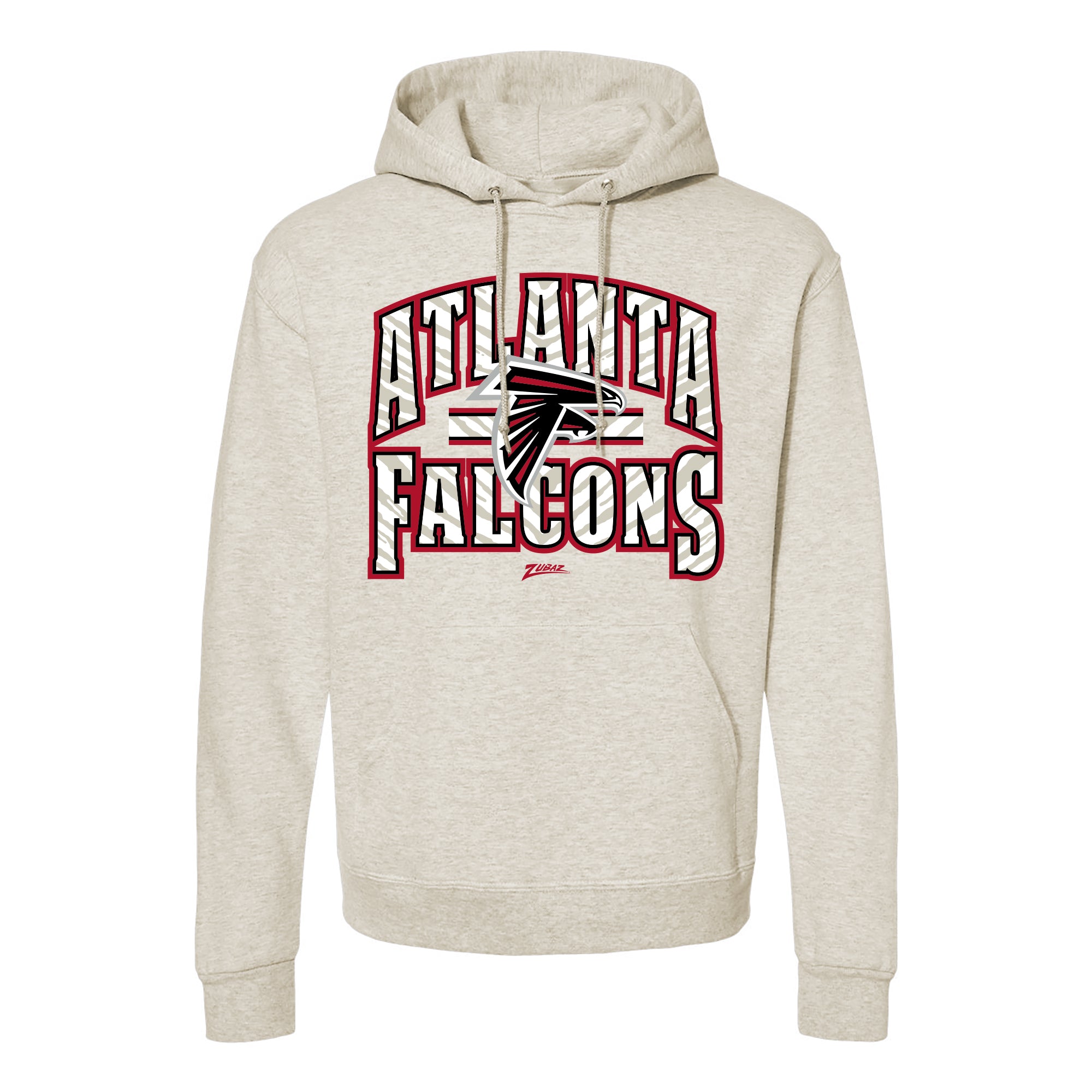 Zubaz NFL Atlanta Falcons Unisex Pullover Fleece Hoodie for Adult Men and Women, Z2T Kickoff, Oatmeal Heather - Official NFL