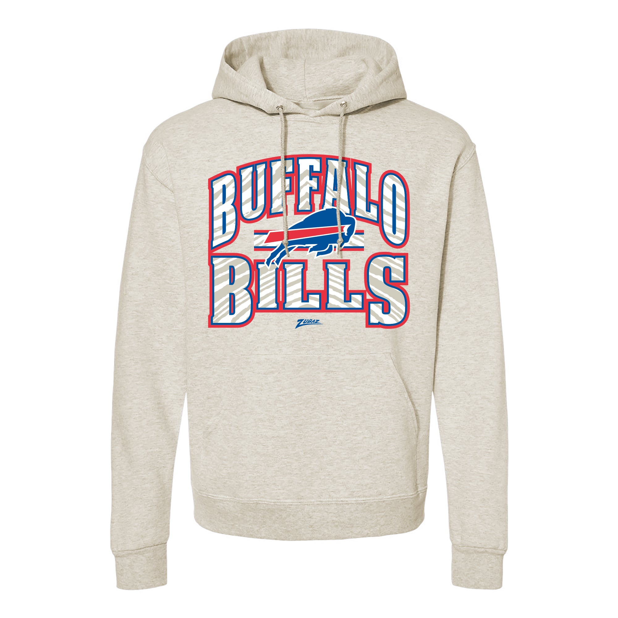 Zubaz NFL Buffalo Bills Unisex Pullover Fleece Hoodie for Adult Men and Women, Z2T Kickoff, Oatmeal Heather - Official NFL B