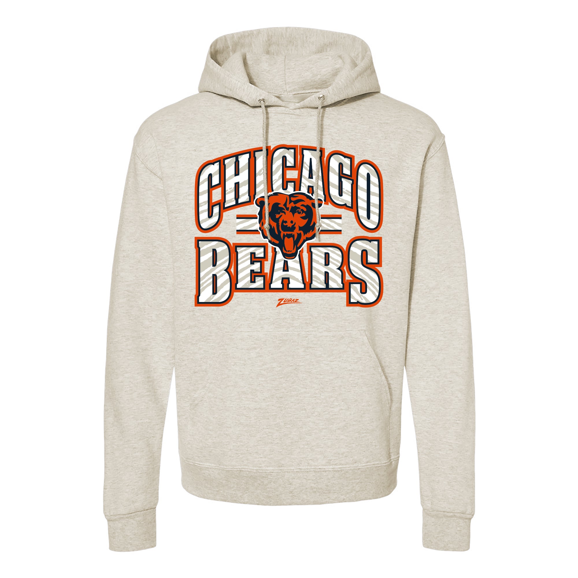 Zubaz NFL Chicago Bears Unisex Pullover Fleece Hoodie for Adult Men and Women, Z2T Kickoff, Oatmeal Heather - Official NFL B