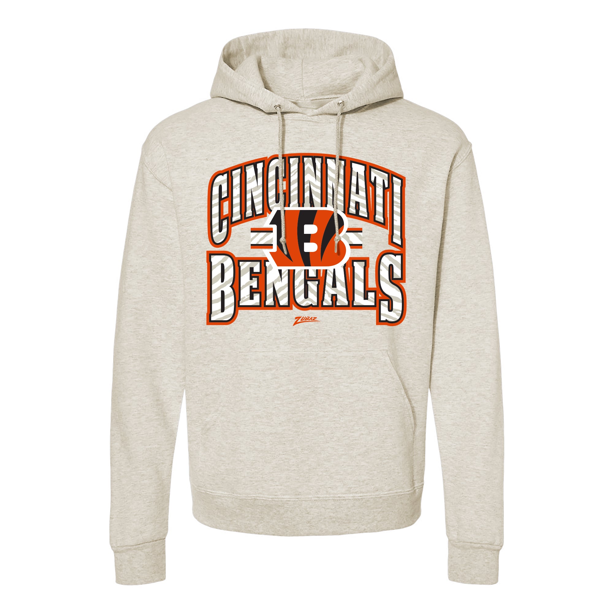 Zubaz NFL Cincinnati Bengals Unisex Pullover Fleece Hoodie for Adult Men and Women, Z2T Kickoff, Oatmeal Heather - Official