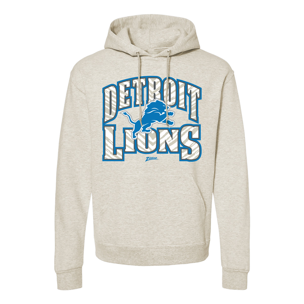 Zubaz NFL Detroit Lions Unisex Pullover Fleece Hoodie for Adult Men and Women, Z2T Kickoff, Oatmeal Heather - Official NFL L