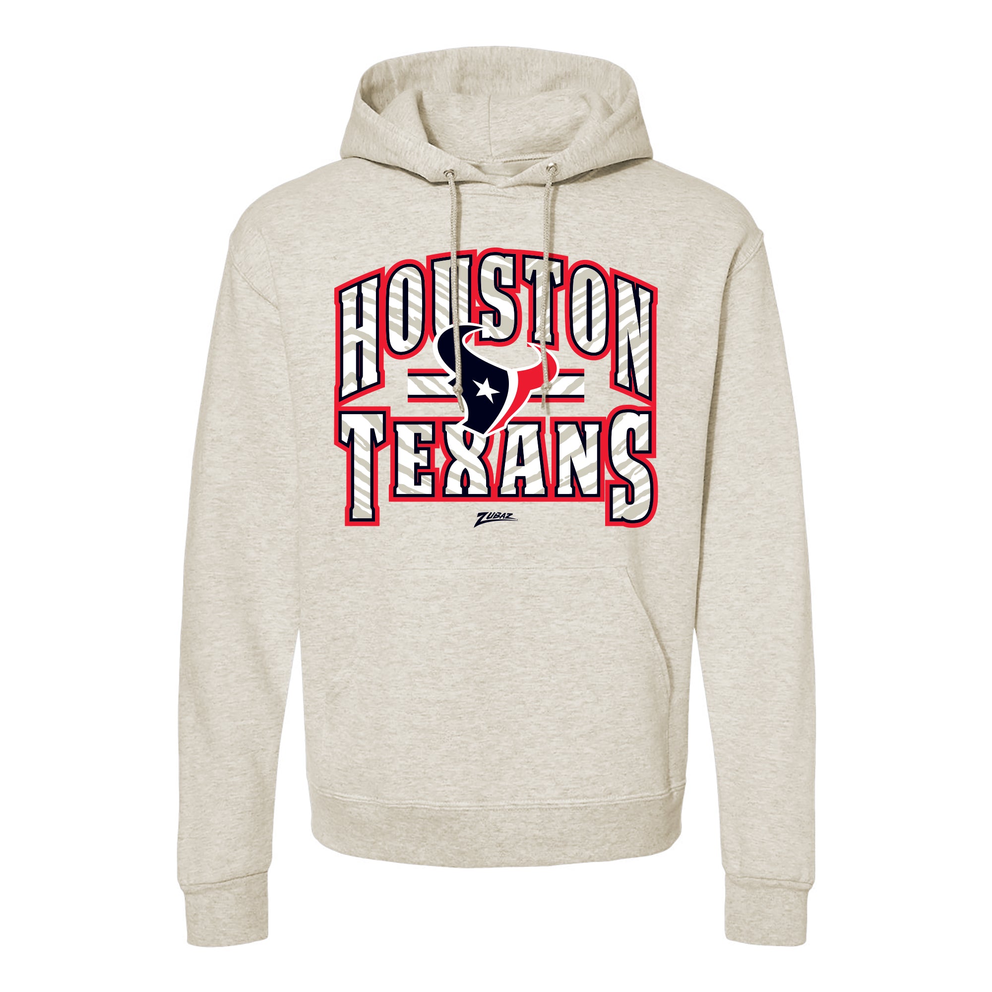 Zubaz NFL Houston Texans Unisex Pullover Fleece Hoodie for Adult Men and Women, Z2T Kickoff, Oatmeal Heather