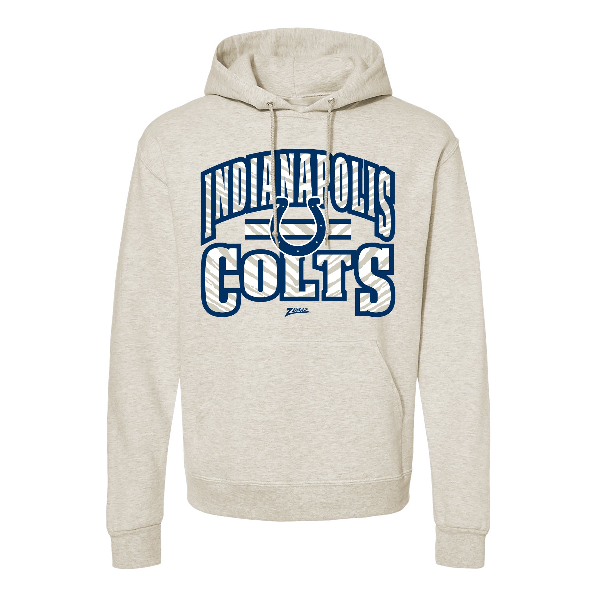 Zubaz NFL Indianapolis Colts Unisex Pullover Fleece Hoodie for Adult Men and Women, Z2T Kickoff, Oatmeal Heather - Official