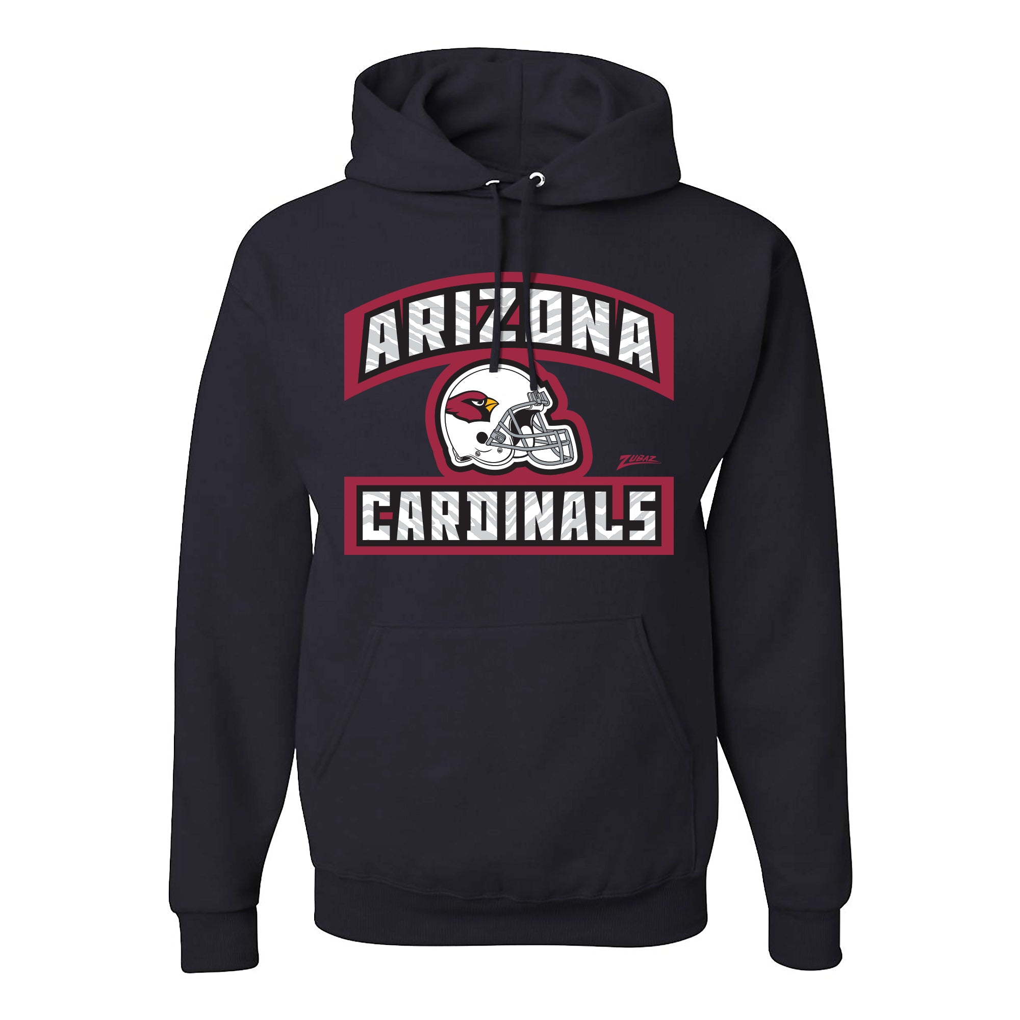 Zubaz NFL Arizona Cardinals Unisex Pullover Fleece Hoodie for Adult Men and Women, Z2T Helmet Outline, Black - Official NFL C