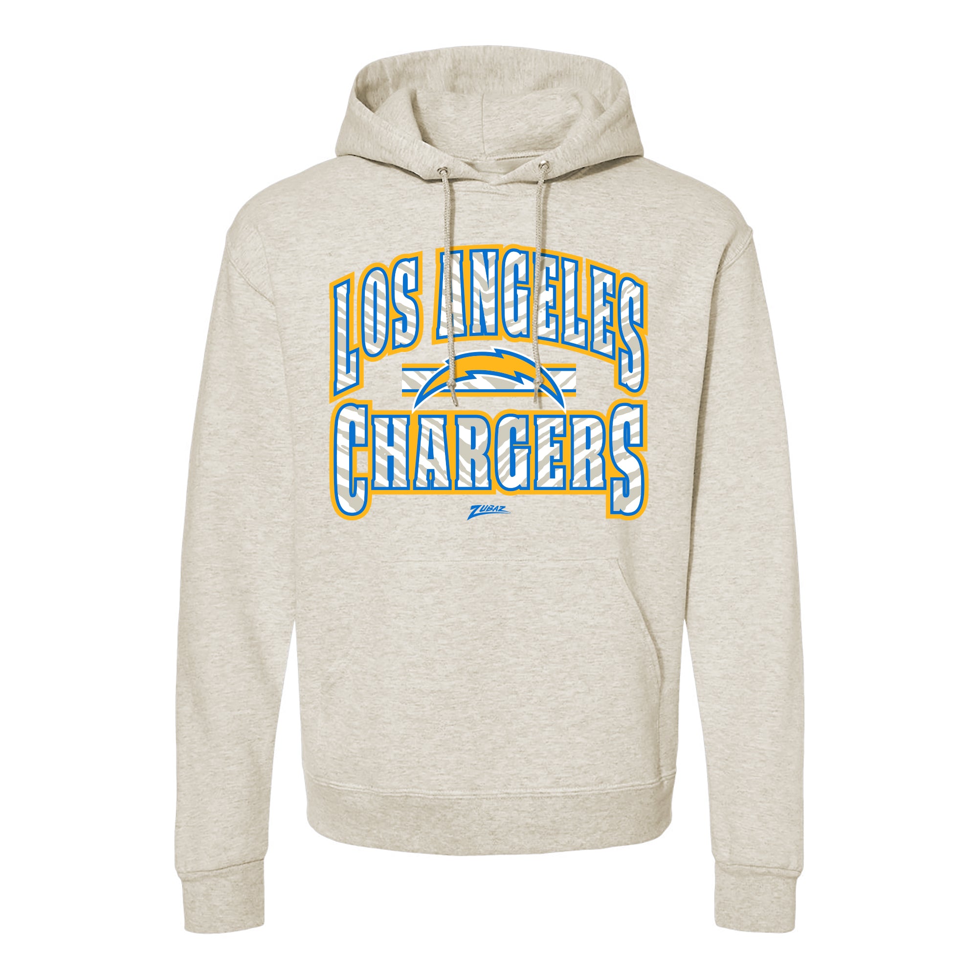 Zubaz NFL Los Angeles Chargers Unisex Pullover Fleece Hoodie for Adult Men and Women, Z2T Kickoff, Oatmeal Heather - Officia