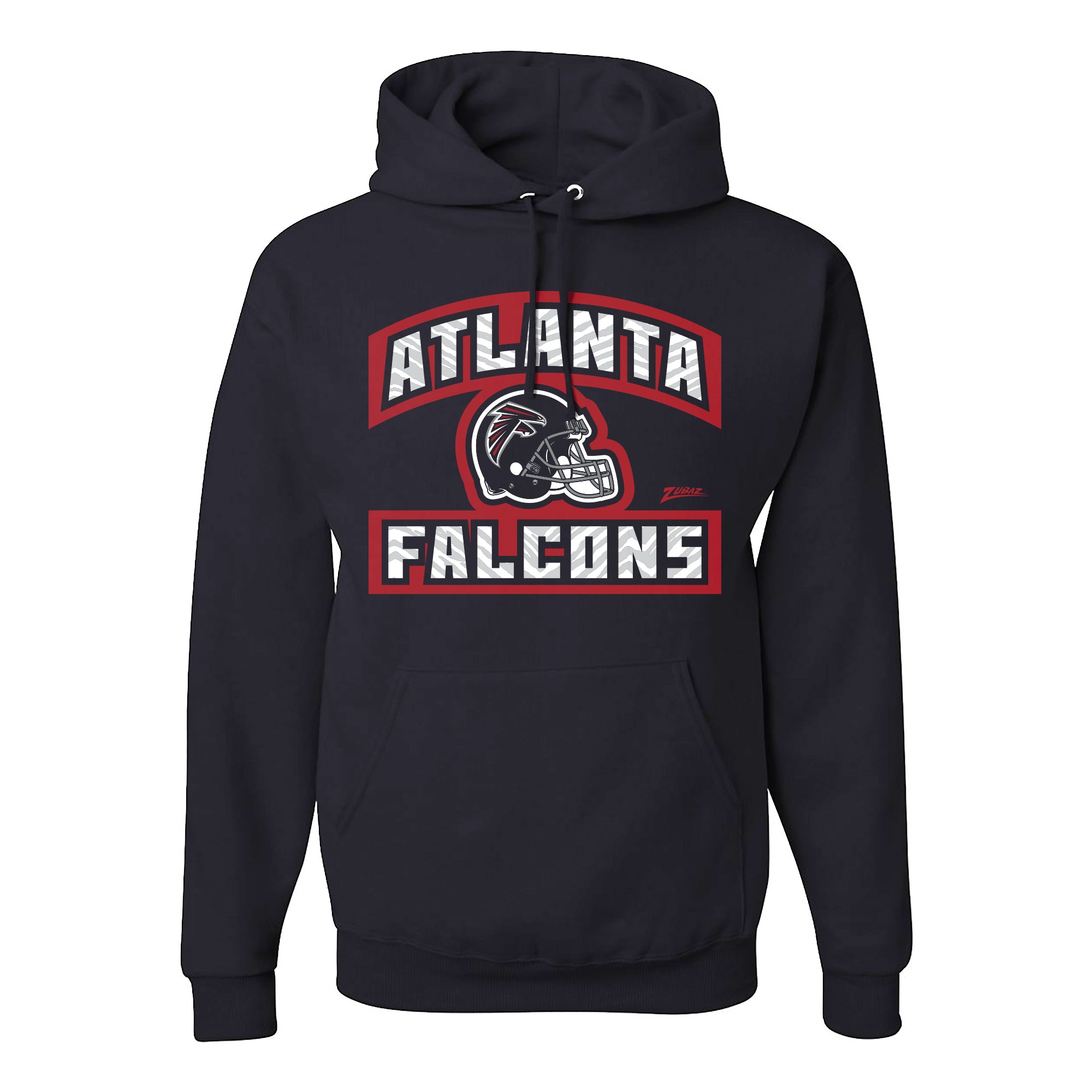 Zubaz NFL Atlanta Falcons Unisex Pullover Fleece Hoodie for Adult Men and Women, Z2T Helmet Outline, Black - Official NFL Fal