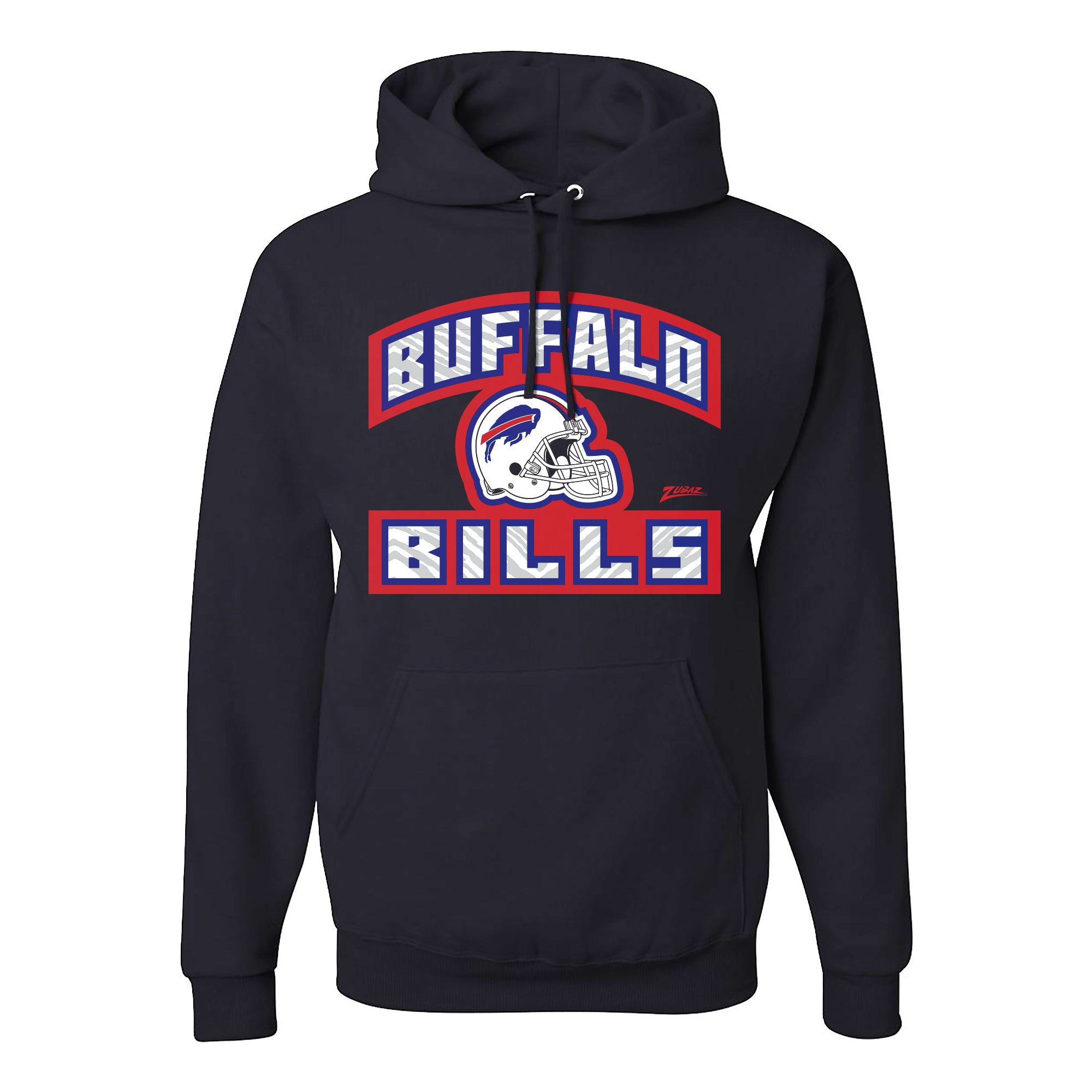 Zubaz NFL Buffalo Bills Unisex Pullover Fleece Hoodie for Adult Men and Women, Z2T Helmet Outline, Black - Official NFL Bills
