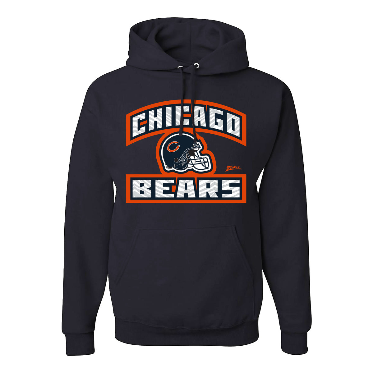 Zubaz NFL Chicago Bears Unisex Pullover Fleece Hoodie for Adult Men and Women, Z2T Helmet Outline, Black - Official NFL Bears