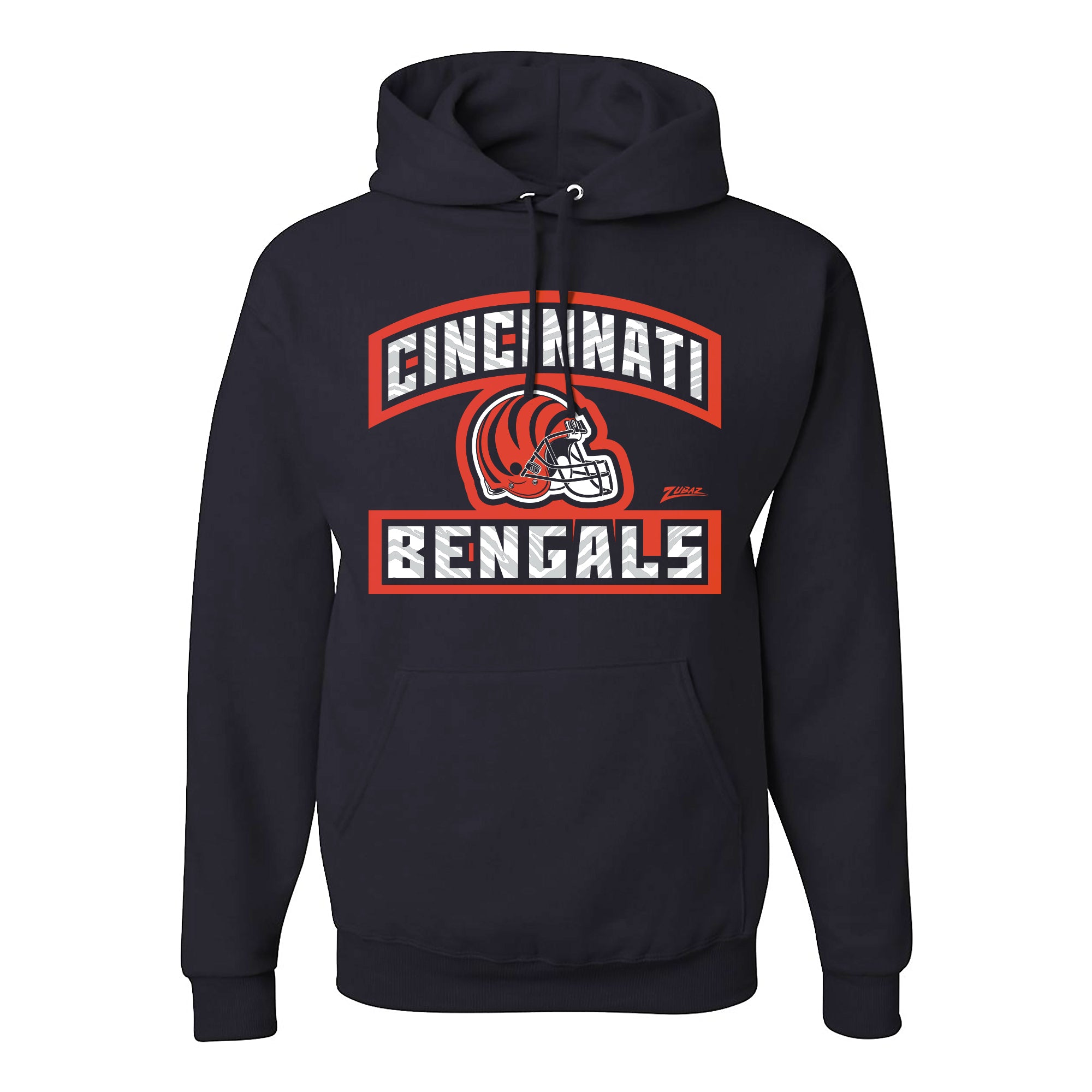 Zubaz NFL Cincinnati Bengals Unisex Pullover Fleece Hoodie for Adult Men and Women, Z2T Helmet Outline, Black - Official NFL