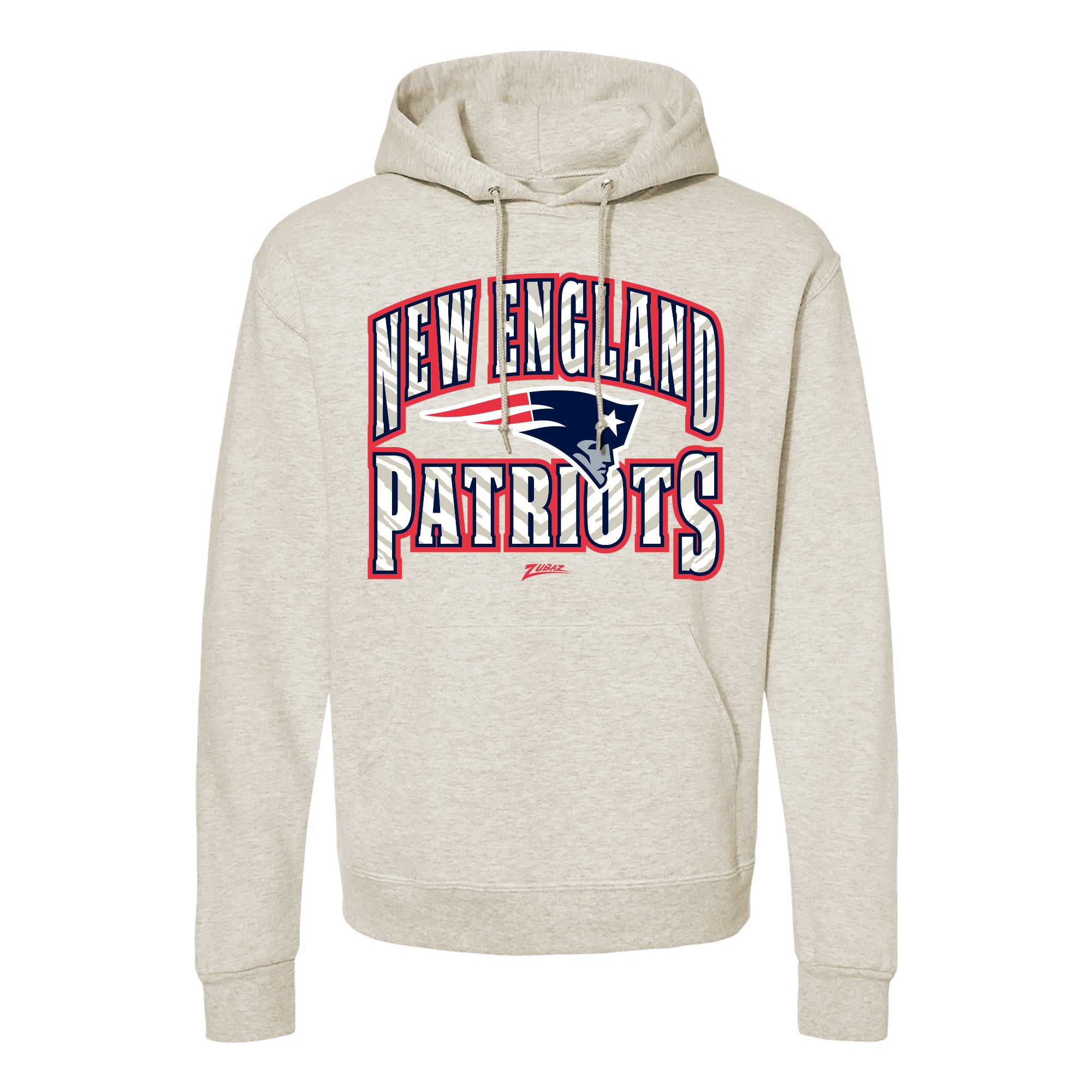 Zubaz NFL New England Patriots Unisex Pullover Fleece Hoodie for Adult Men and Women, Z2T Kickoff, Oatmeal Heather - Officia