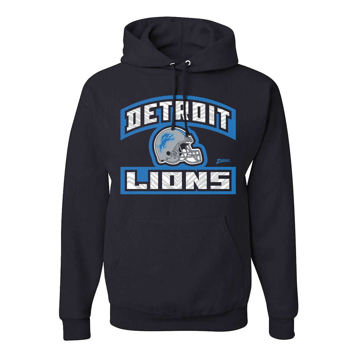Zubaz NFL Detroit Lions Unisex Pullover Fleece Hoodie for Adult Men and Women, Z2T Helmet Outline, Black - Official NFL Lions