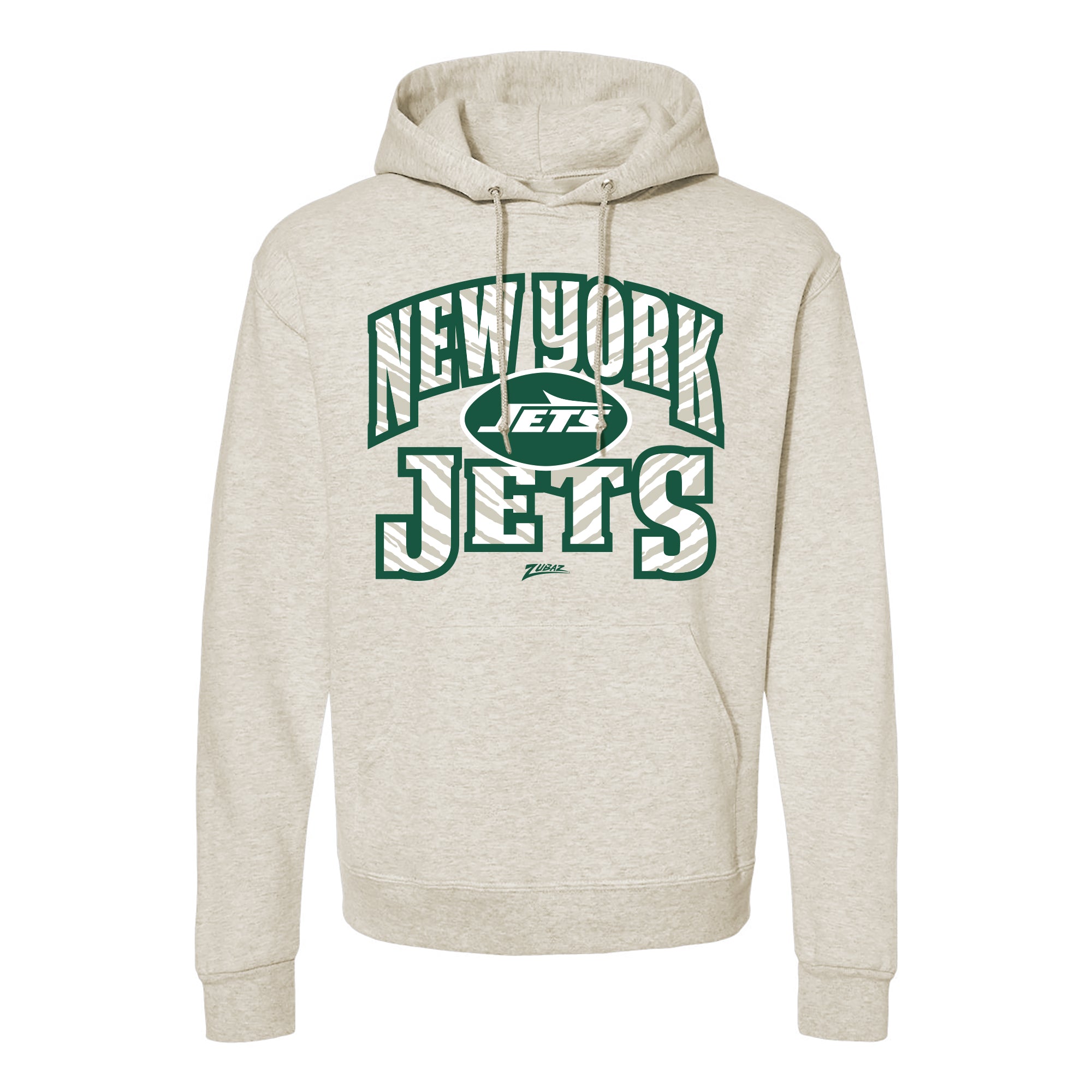 Zubaz NFL New York Jets Unisex Pullover Fleece Hoodie for Adult Men and Women, Z2T Kickoff, Oatmeal Heather - Official NFL J