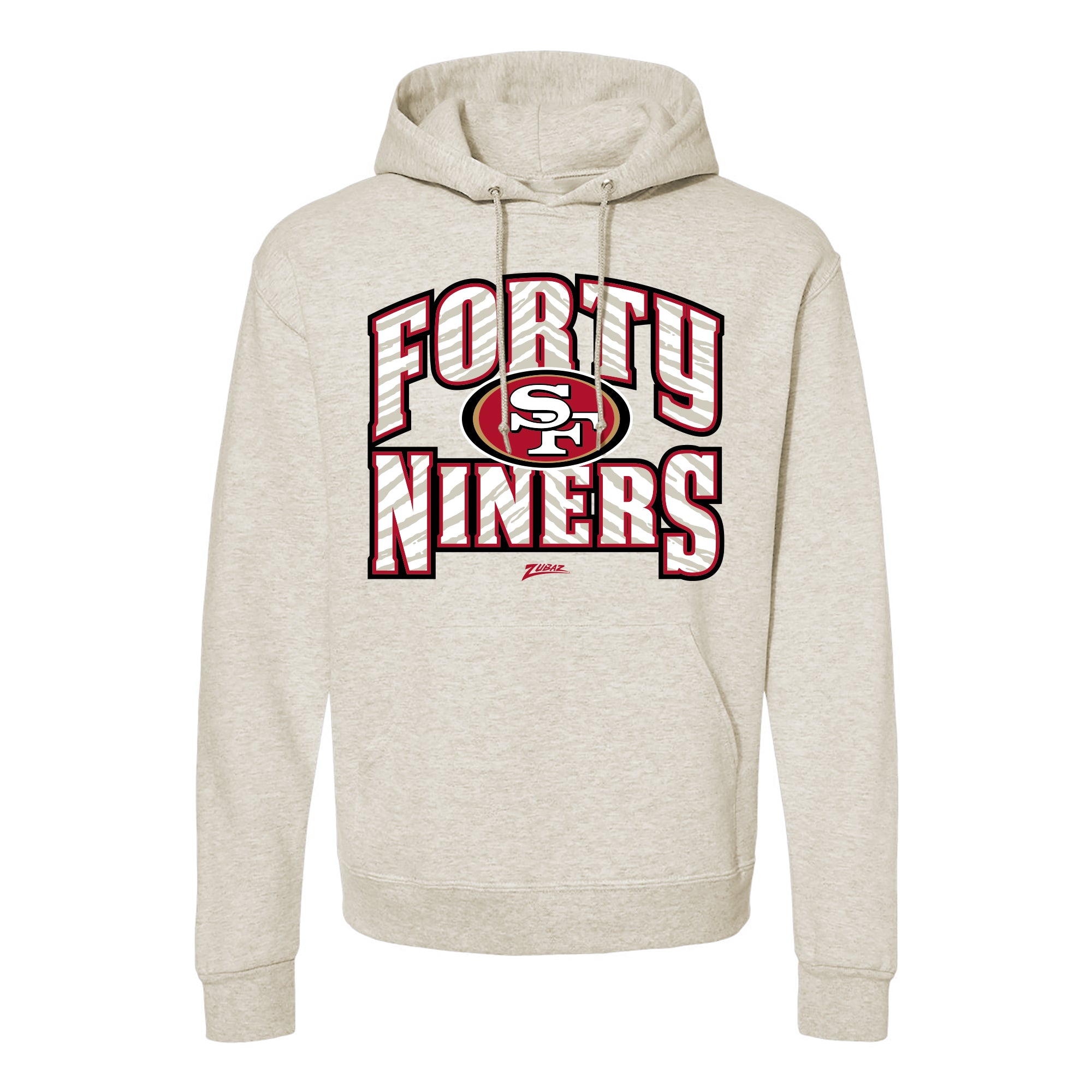 Zubaz NFL San Francisco 49Ers Unisex Pullover Fleece Hoodie for Adult Men and Women, Z2T Kickoff, Oatmeal Heather - Official