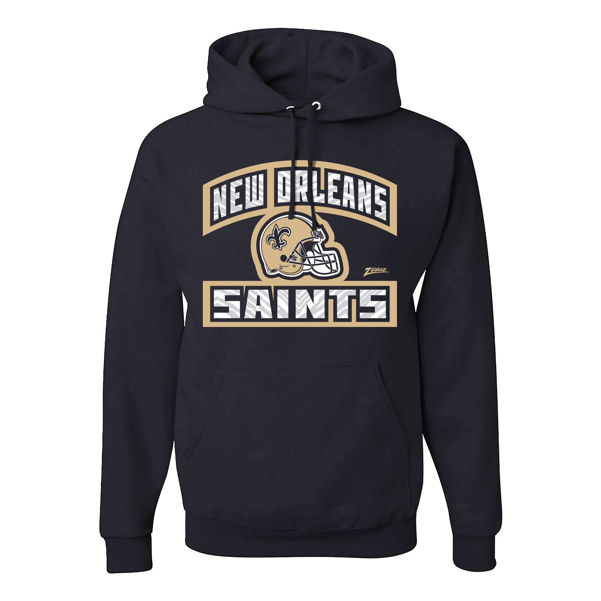 Zubaz NFL New Orleans Saints Unisex Pullover Fleece Hoodie for Adult Men and Women, Z2T Helmet Outline, Black - Official NFL