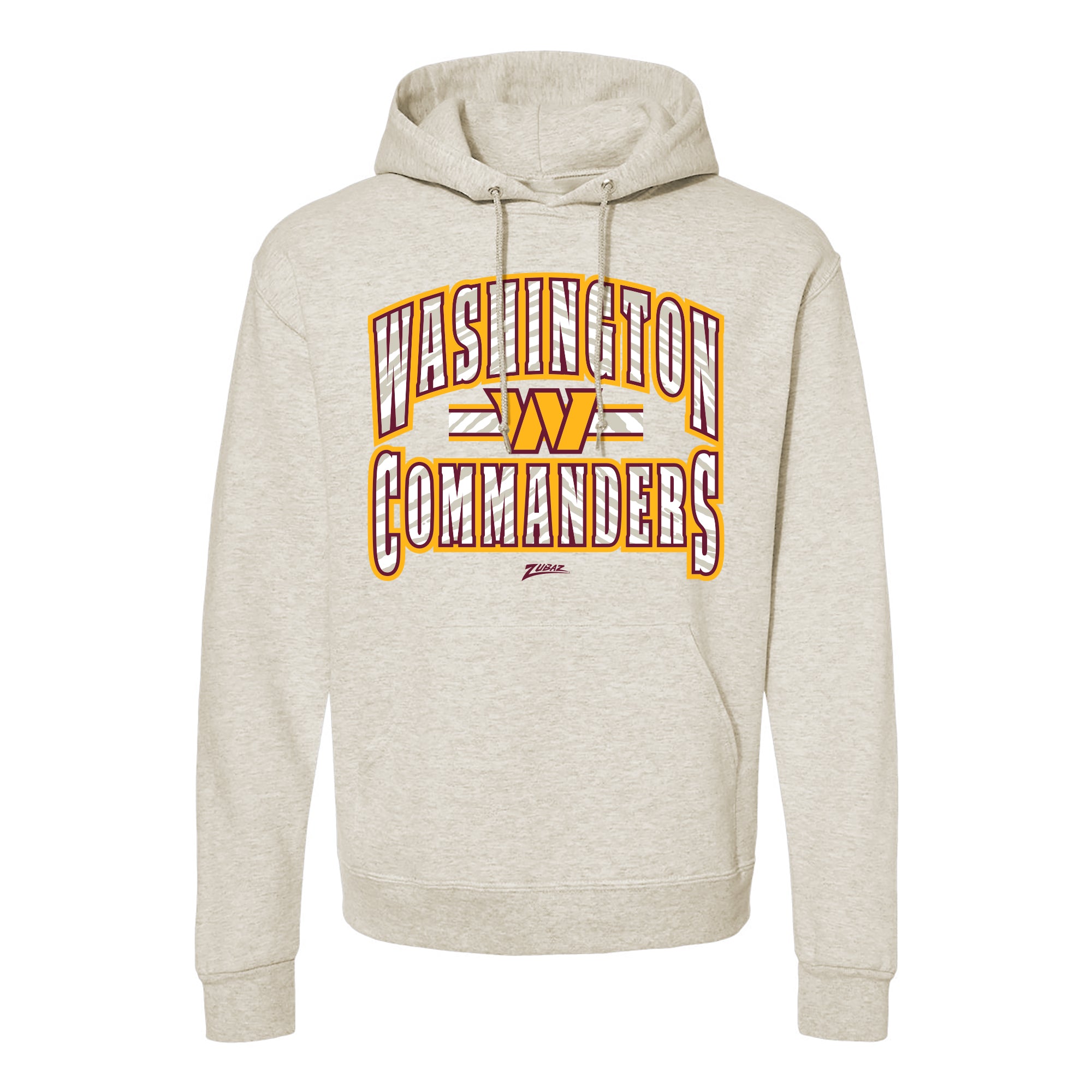 Zubaz NFL Washington Commanders Unisex Pullover Fleece Hoodie for Adult Men and Women, Z2T Kickoff, Oatmeal Heather