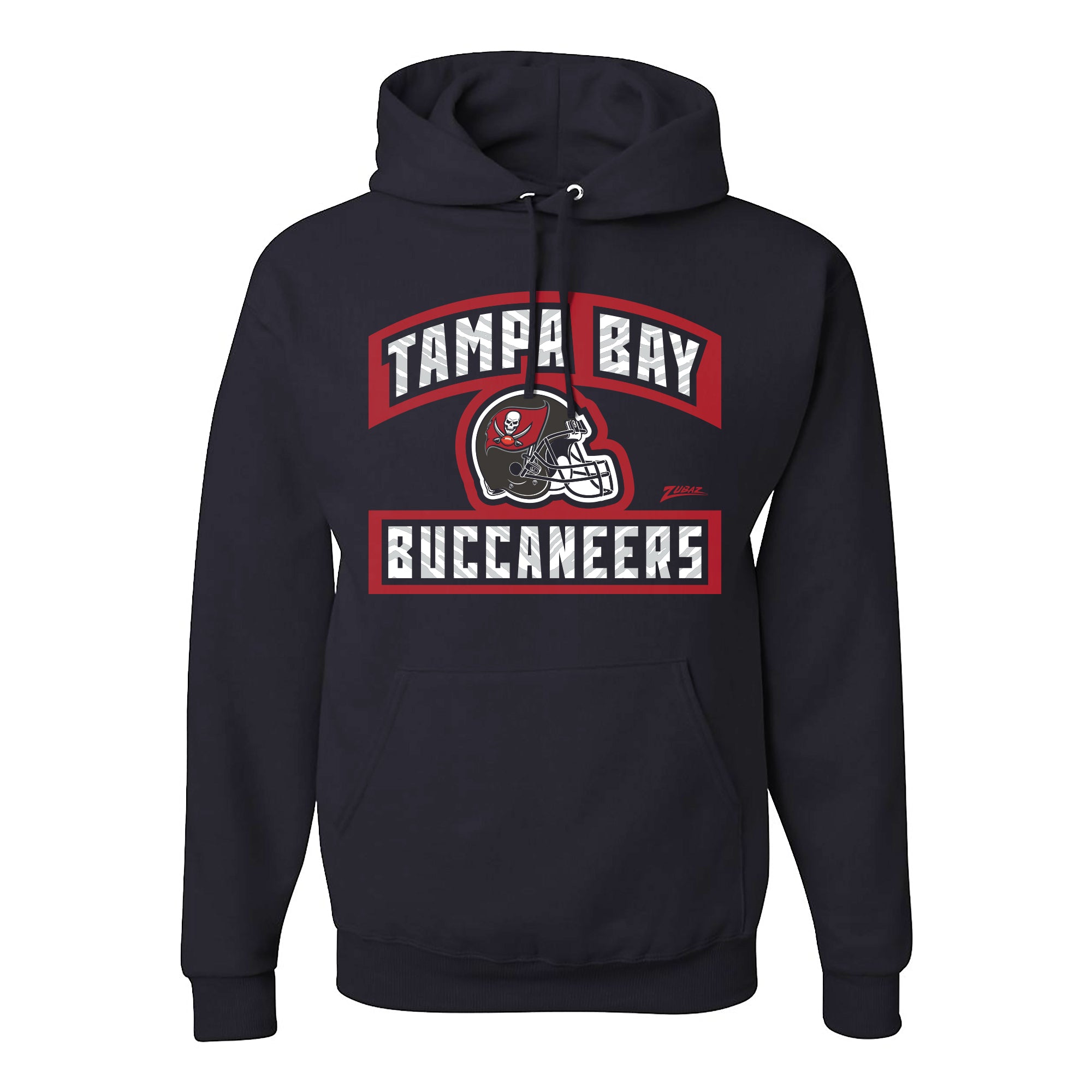 Zubaz NFL Tampa Bay Buccaneers Unisex Pullover Fleece Hoodie for Adult Men and Women, Z2T Helmet Outline, Black - Official NF