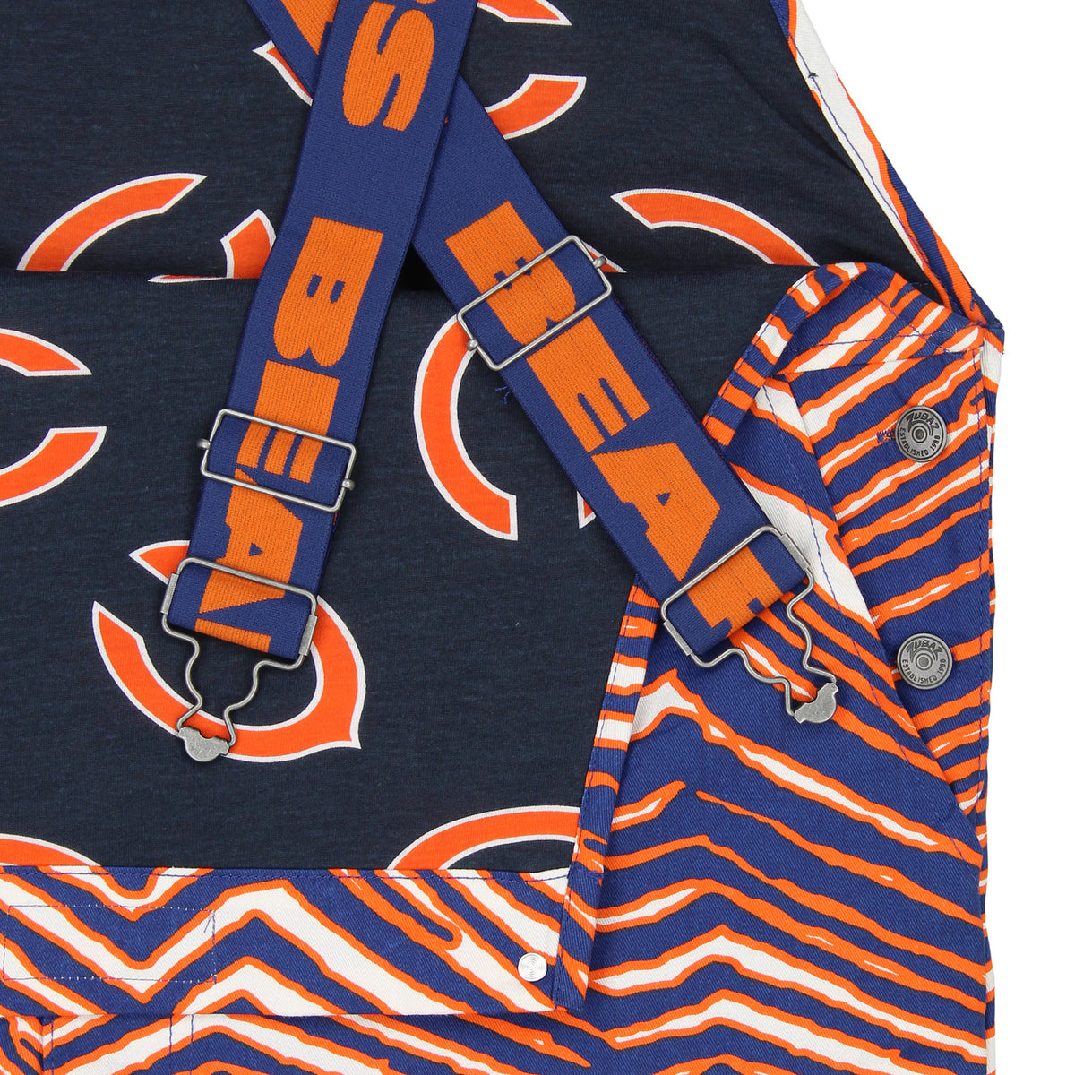 Zubaz NFL Unisex Zebra Lined Bib Overalls for Adult Men and Women, Chicago Bears - Official NFL Bears Zubaz Apparel (5 of 5)