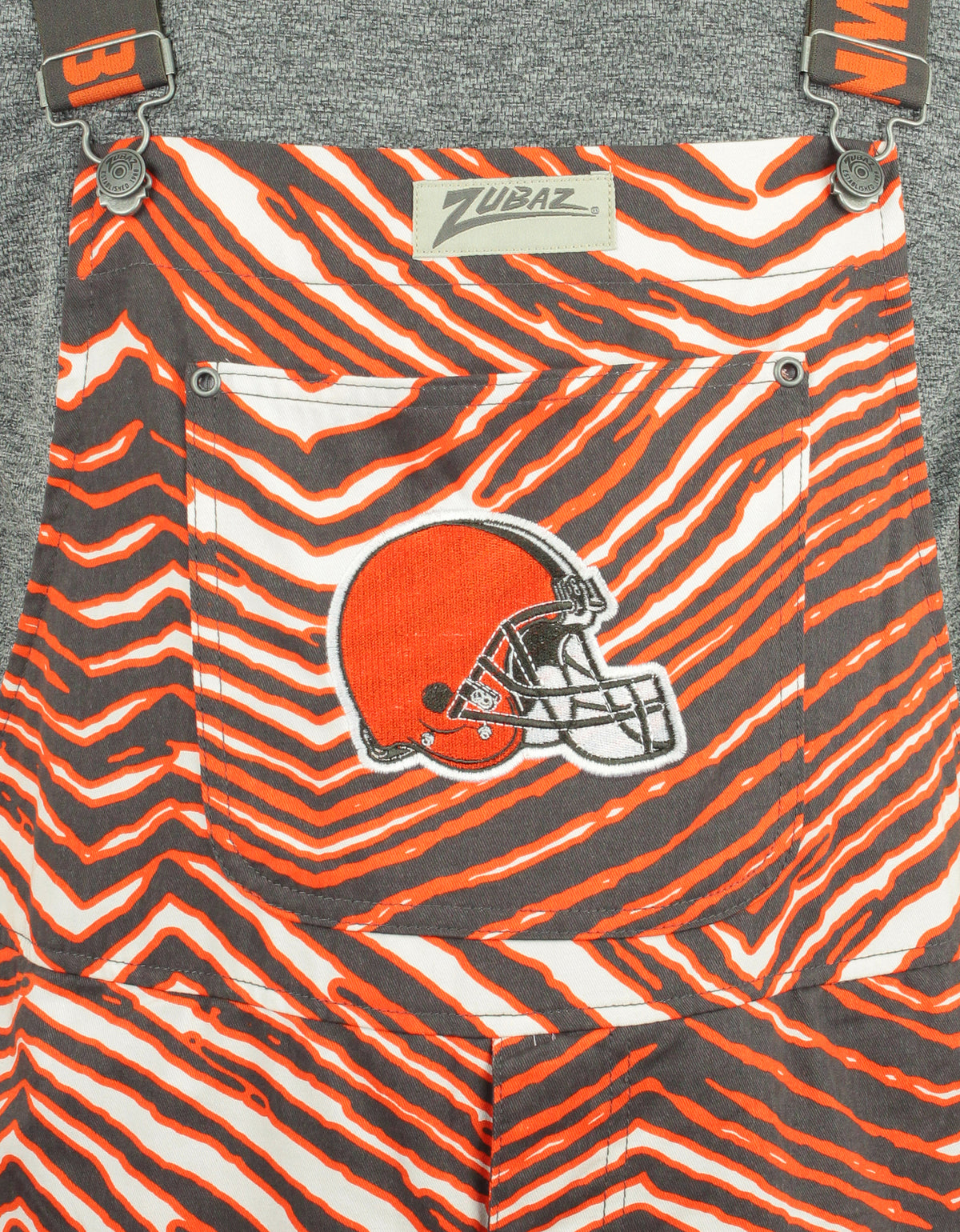 Zubaz NFL Unisex Zebra Lined Bib Overalls for Adult Men and Women, Cleveland Browns - Official NFL Browns Zubaz Apparel (4 of