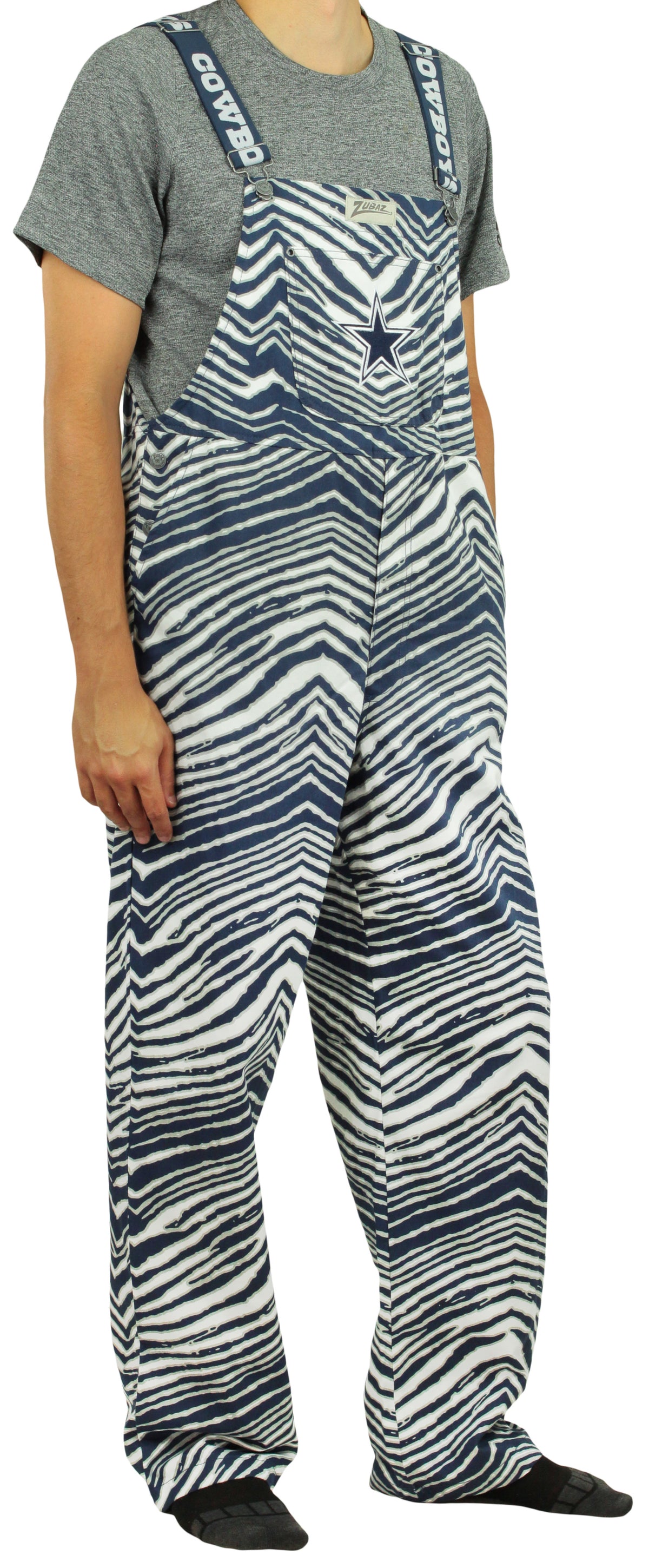 Zubaz NFL Unisex Zebra Lined Bib Overalls for Adult Men and Women, Dallas Cowboys - Official NFL Cowboys Zubaz Apparel (3 of
