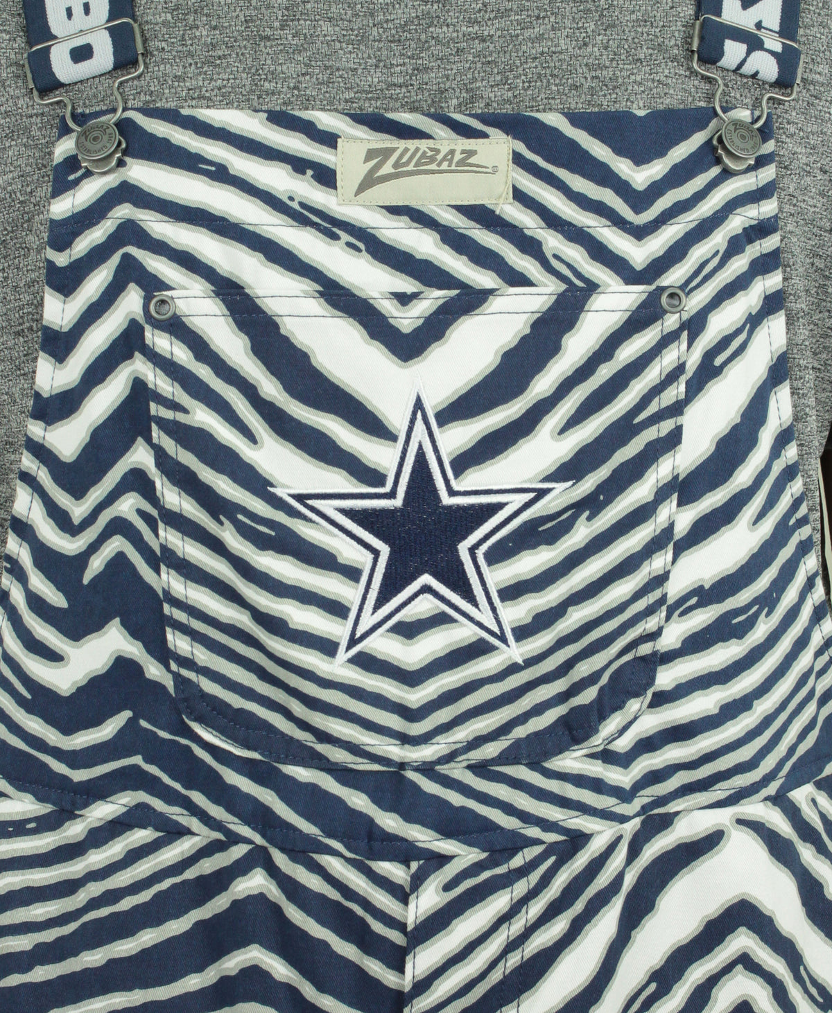 Zubaz NFL Unisex Zebra Lined Bib Overalls for Adult Men and Women, Dallas Cowboys - Official NFL Cowboys Zubaz Apparel (4 of